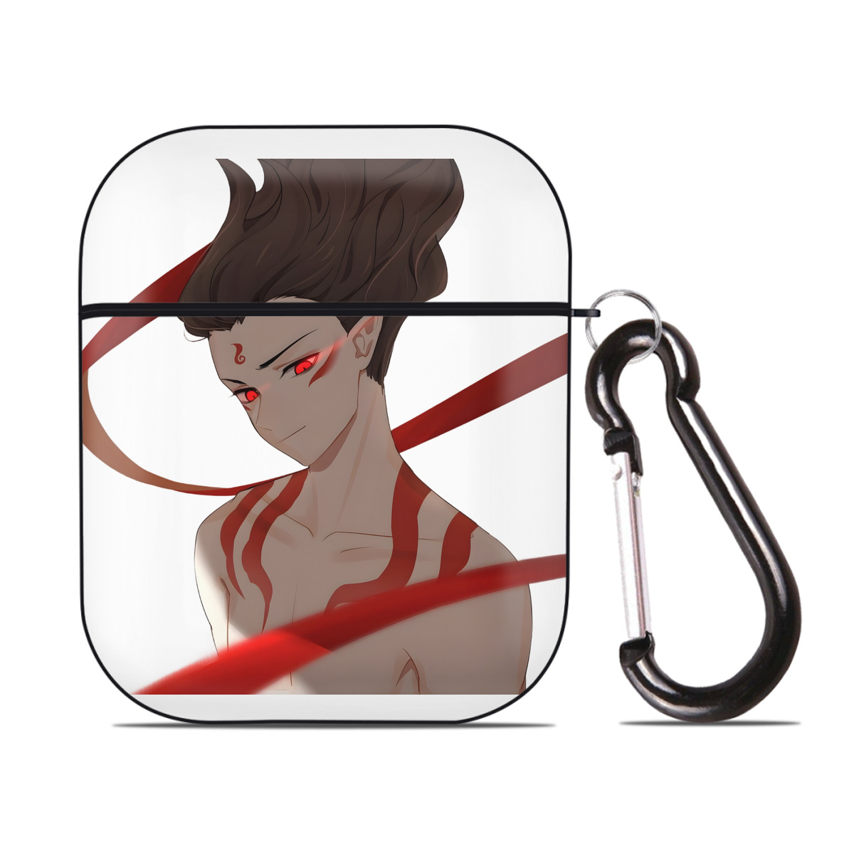 （画像用） Ne Zha 2 ナタ 魔童の大暴れ AirPods 第2世代保護ケース ハードシェル ブラック 耐衝撃・防指紋・カラビナ付き