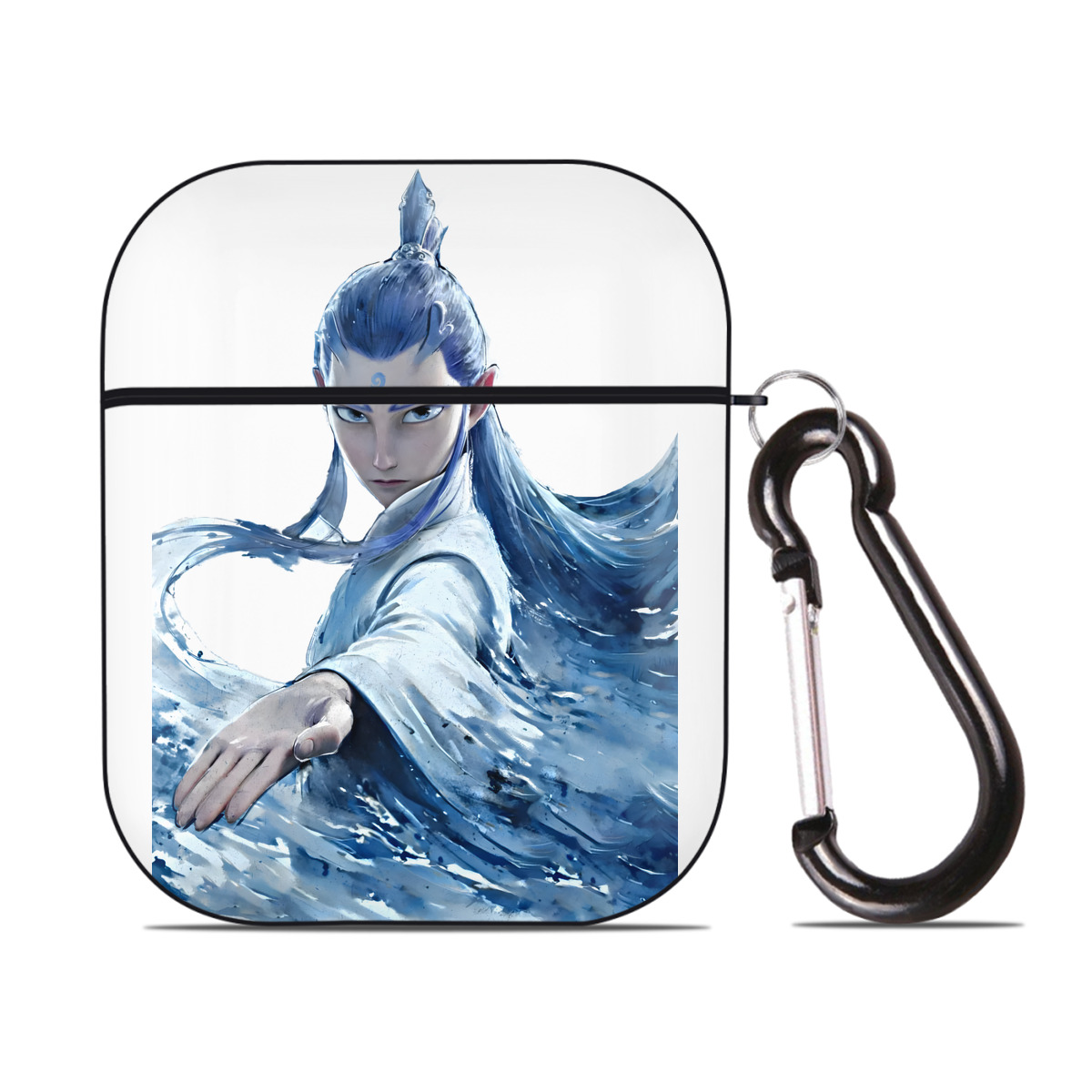（画像用） Ne Zha 2 ナタ 魔童の大暴れ AirPods 第2世代保護ケース ハードシェル ブラック 耐衝撃・防指紋・カラビナ付き