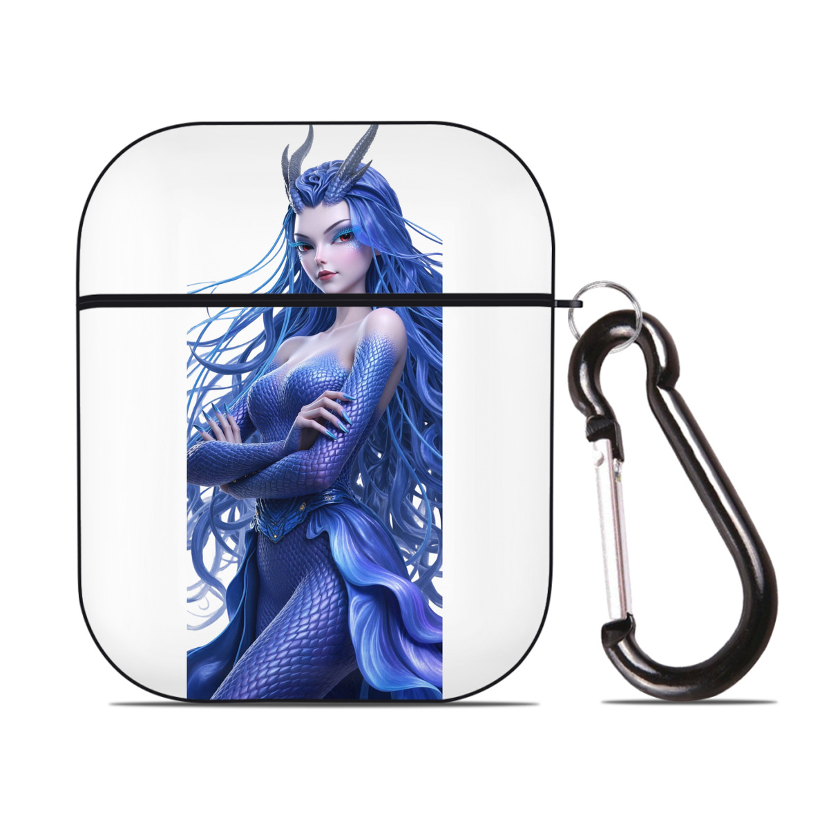 （画像用） Ne Zha 2 ナタ 魔童の大暴れ AirPods 第2世代保護ケース ハードシェル ブラック 耐衝撃・防指紋・カラビナ付き