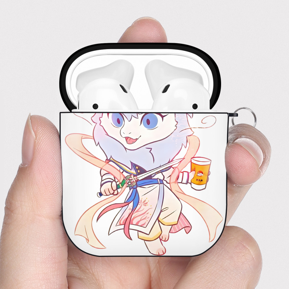 （画像用） Ne Zha 2 ナタ 魔童の大暴れ AirPods 第2世代保護ケース ハードシェル ブラック 耐衝撃・防指紋・カラビナ付き
