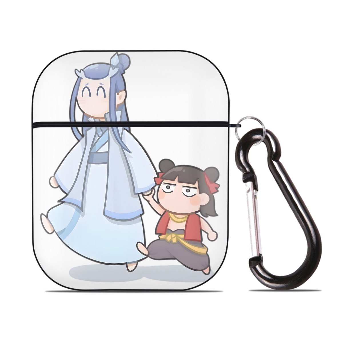 （画像用） Ne Zha 2 ナタ 魔童の大暴れ AirPods 第2世代保護ケース ハードシェル ブラック 耐衝撃・防指紋・カラビナ付き