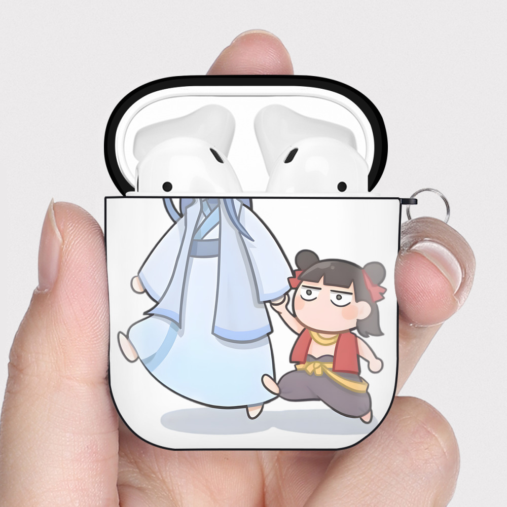 （画像用） Ne Zha 2 ナタ 魔童の大暴れ AirPods 第2世代保護ケース ハードシェル ブラック 耐衝撃・防指紋・カラビナ付き