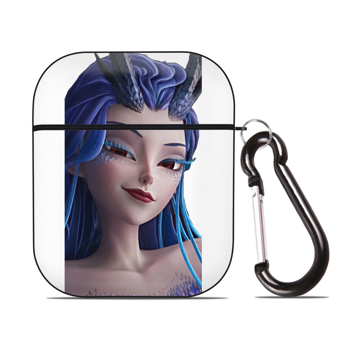 （画像用） Ne Zha 2 ナタ 魔童の大暴れ AirPods 第2世代保護ケース ハードシェル ブラック 耐衝撃・防指紋・カラビナ付き