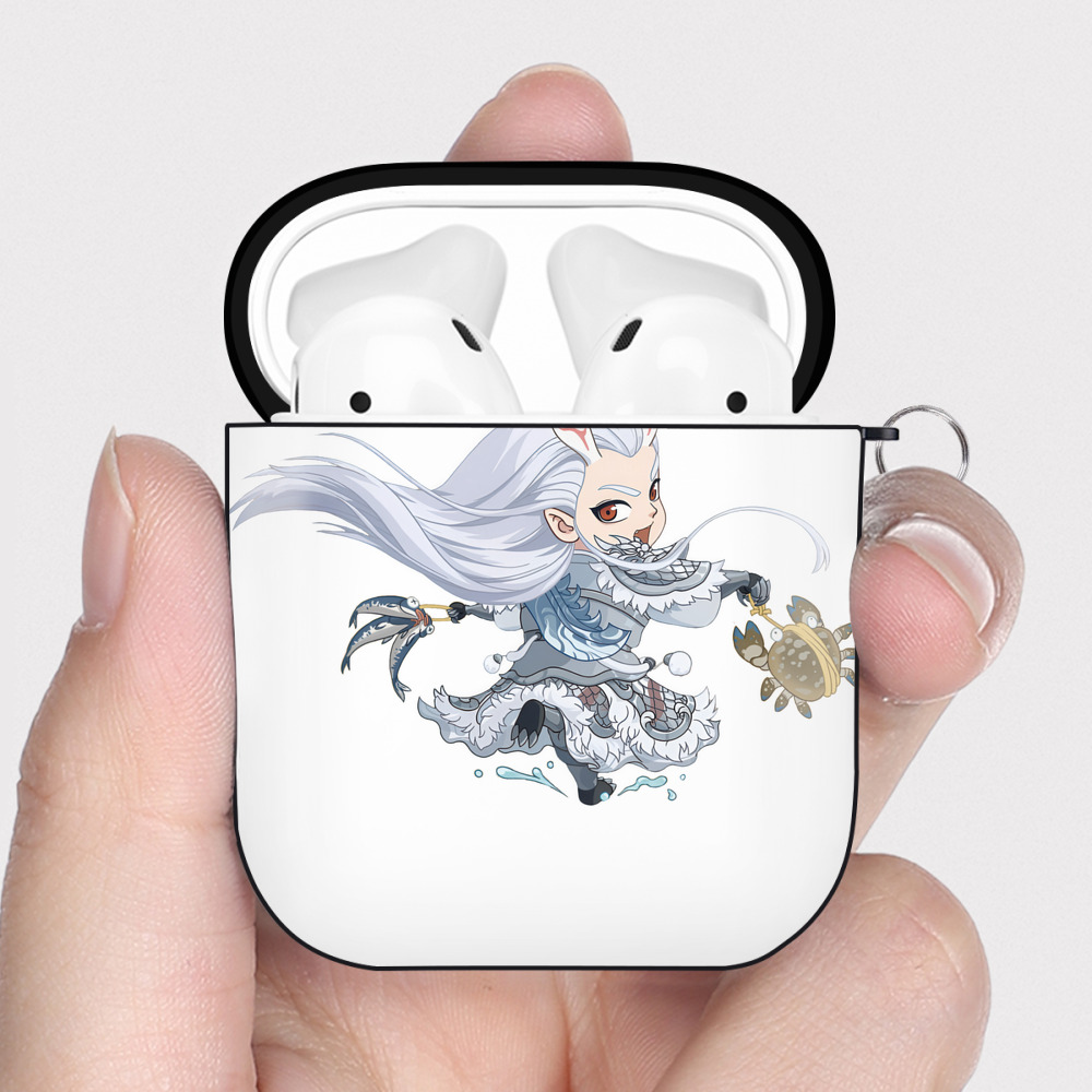 （画像用） Ne Zha 2 ナタ 魔童の大暴れ AirPods 第2世代保護ケース ハードシェル ブラック 耐衝撃・防指紋・カラビナ付き