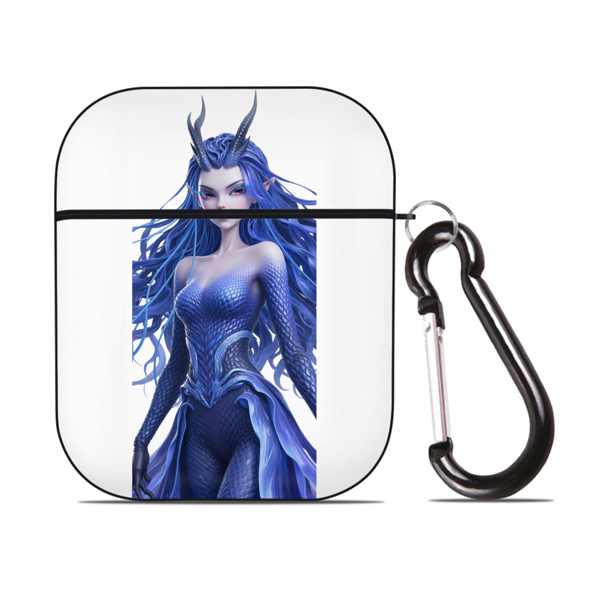 （画像用） Ne Zha 2 ナタ 魔童の大暴れ AirPods 第2世代保護ケース ハードシェル ブラック 耐衝撃・防指紋・カラビナ付き