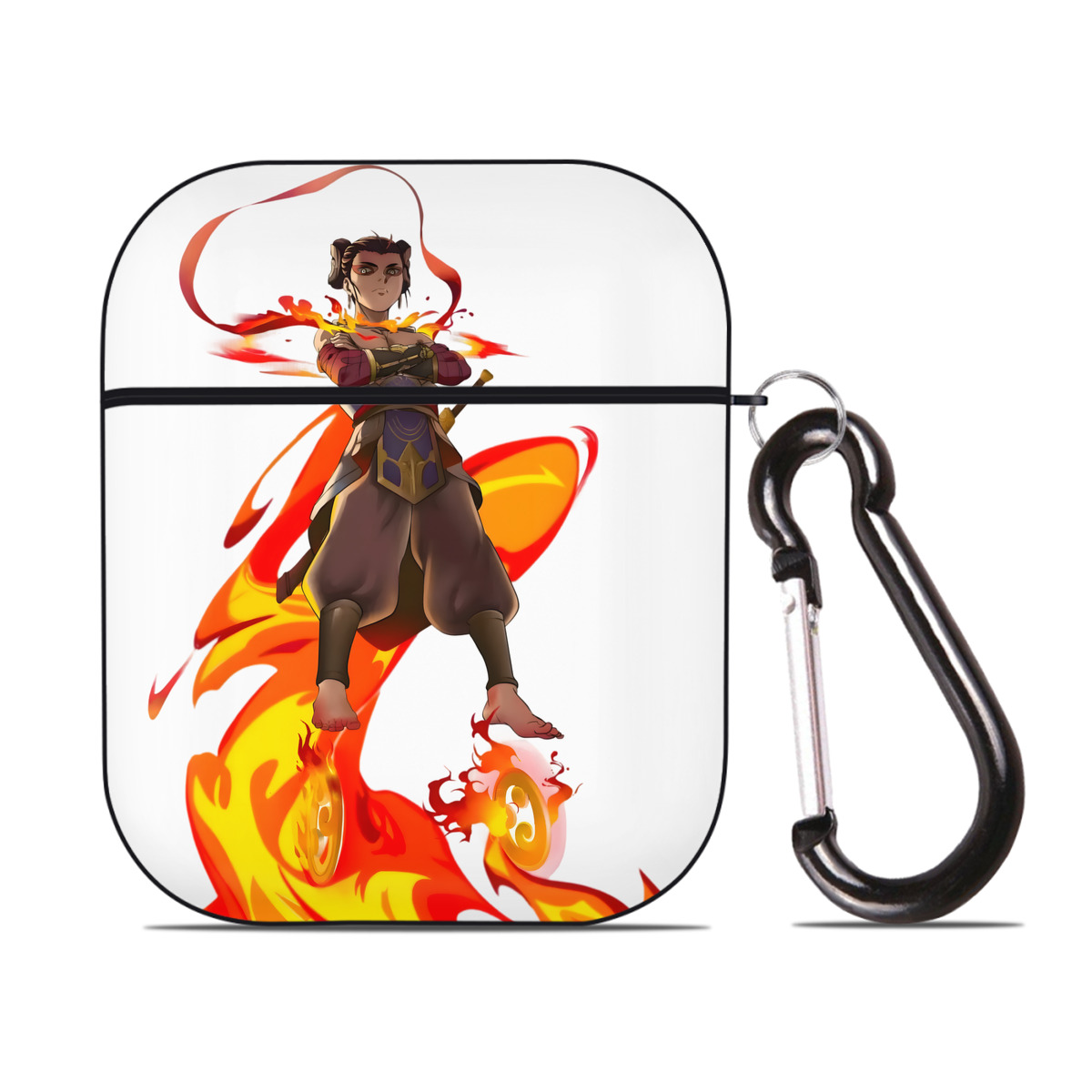 （画像用） Ne Zha 2 ナタ 魔童の大暴れ AirPods 第2世代保護ケース ハードシェル ブラック 耐衝撃・防指紋・カラビナ付き
