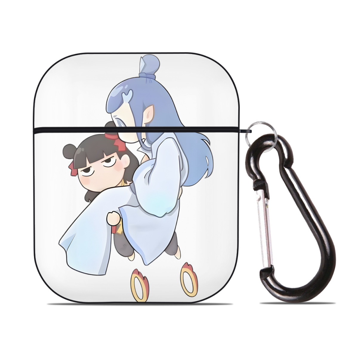 （画像用） Ne Zha 2 ナタ 魔童の大暴れ AirPods 第2世代保護ケース ハードシェル ブラック 耐衝撃・防指紋・カラビナ付き