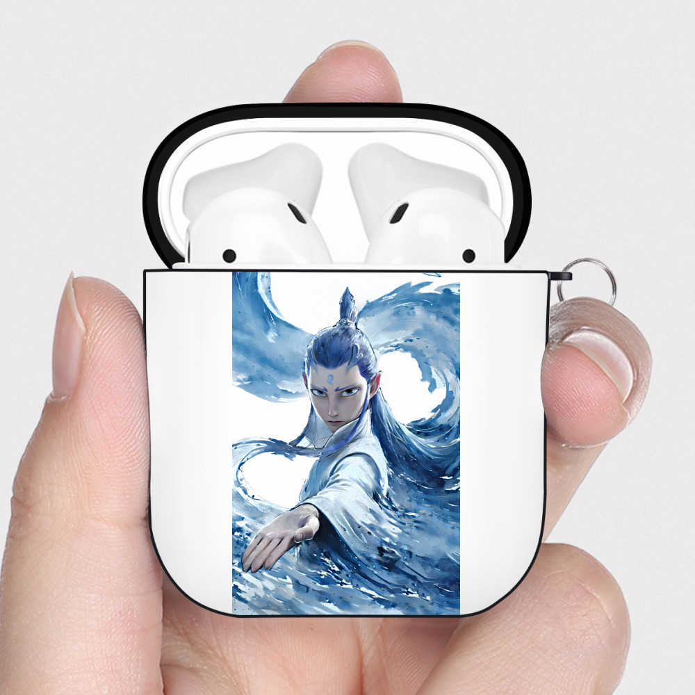 （画像用） Ne Zha 2 ナタ 魔童の大暴れ AirPods 第2世代保護ケース ハードシェル ブラック 耐衝撃・防指紋・カラビナ付き