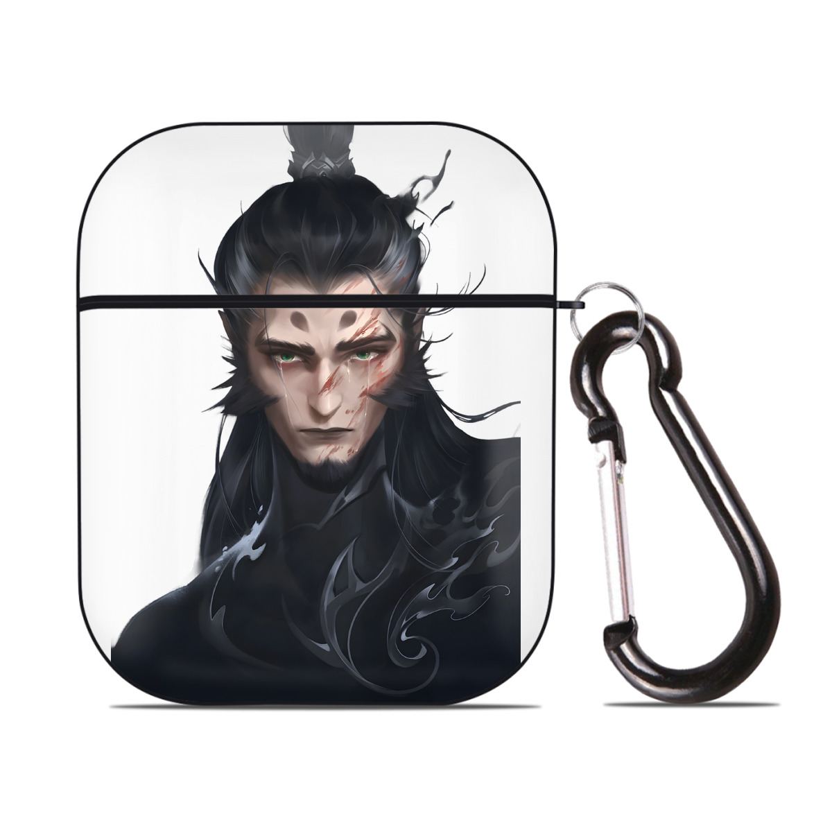 （画像用） Ne Zha 2 ナタ 魔童の大暴れ AirPods 第2世代保護ケース ハードシェル ブラック 耐衝撃・防指紋・カラビナ付き