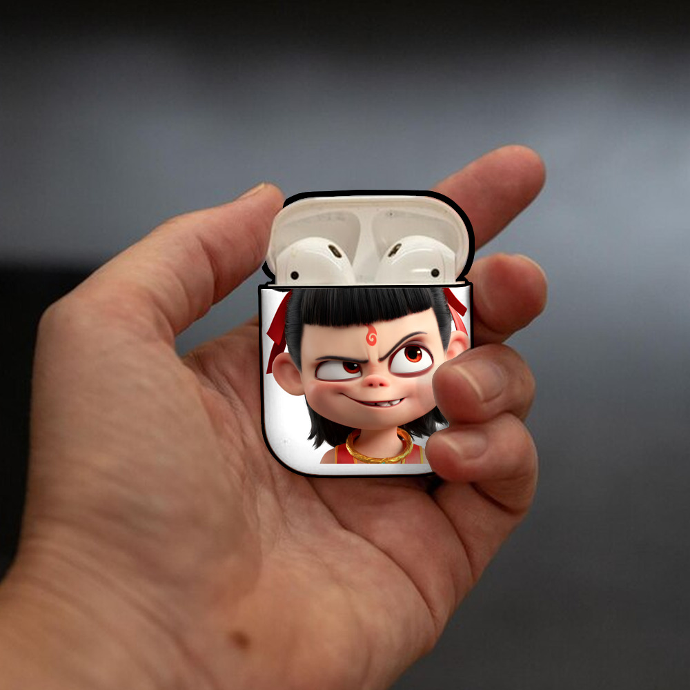 Ne Zha 2 ナタ 魔童の大暴れ AirPods 第2世代保護ケース ハードシェル ブラック 耐衝撃・防指紋・カラビナ付き
