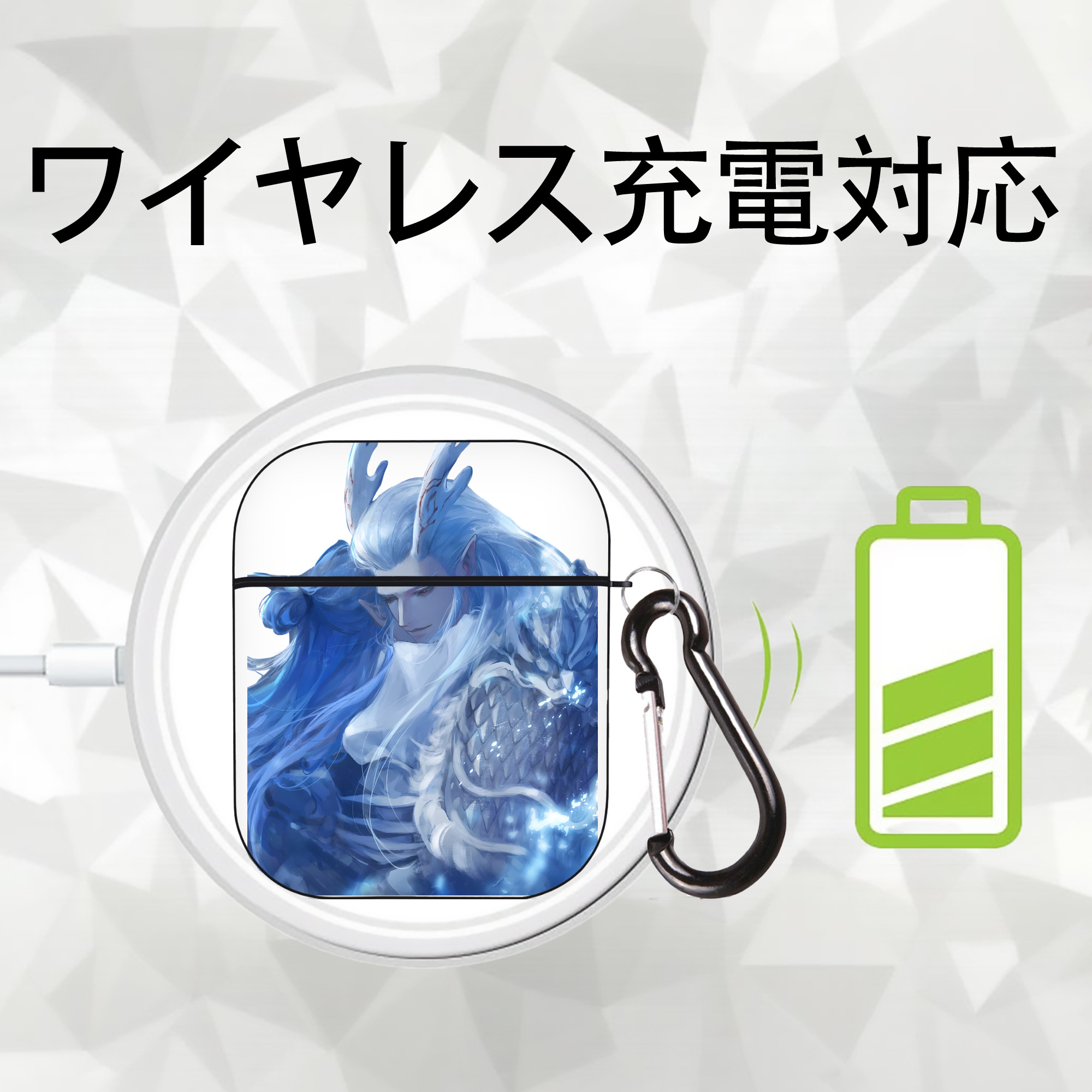 Ne Zha 2 ナタ 魔童の大暴れ AirPods 第2世代保護ケース ハードシェル ブラック 耐衝撃・防指紋・カラビナ付き
