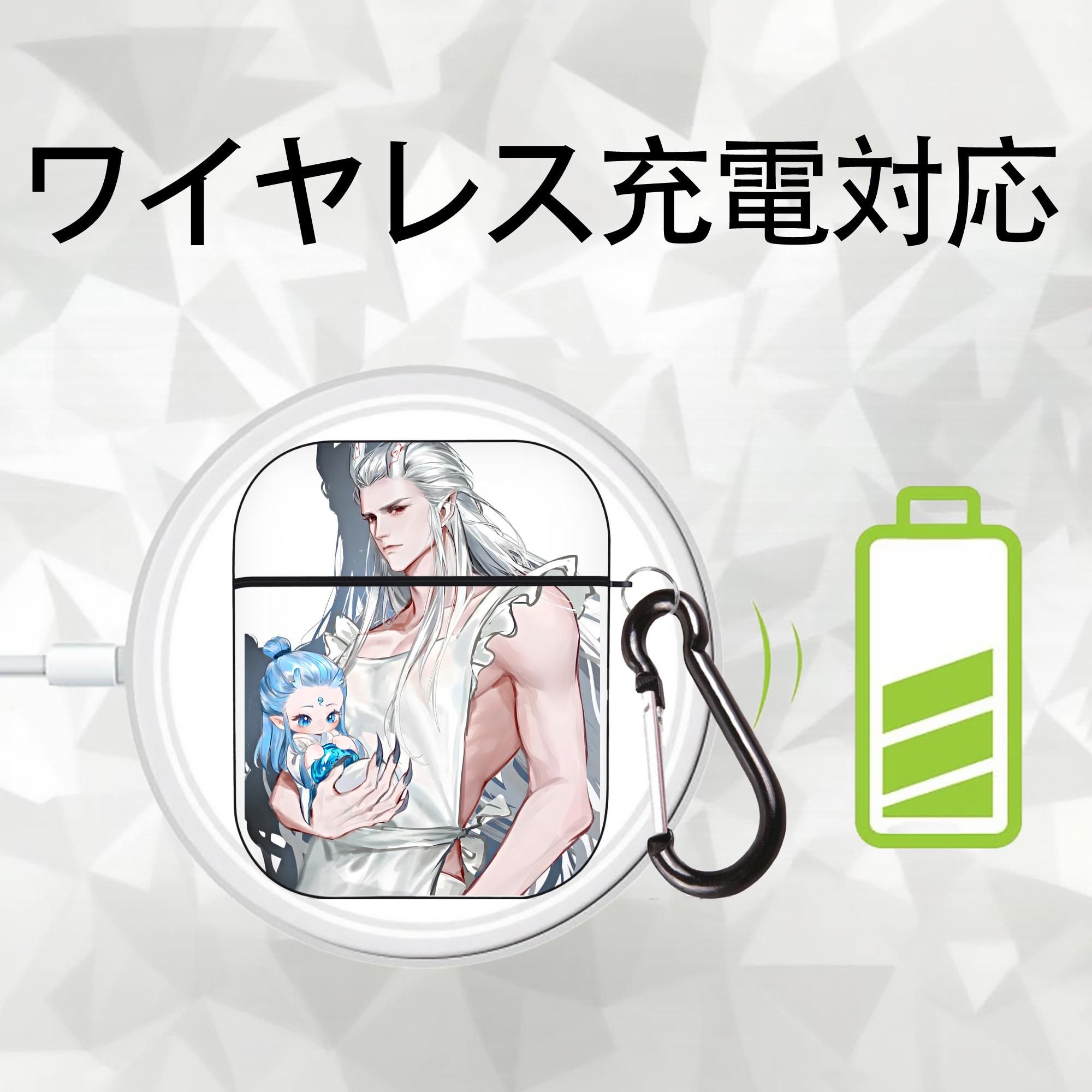 Ne Zha 2 ナタ 魔童の大暴れ AirPods 第2世代保護ケース ハードシェル ブラック 耐衝撃・防指紋・カラビナ付き