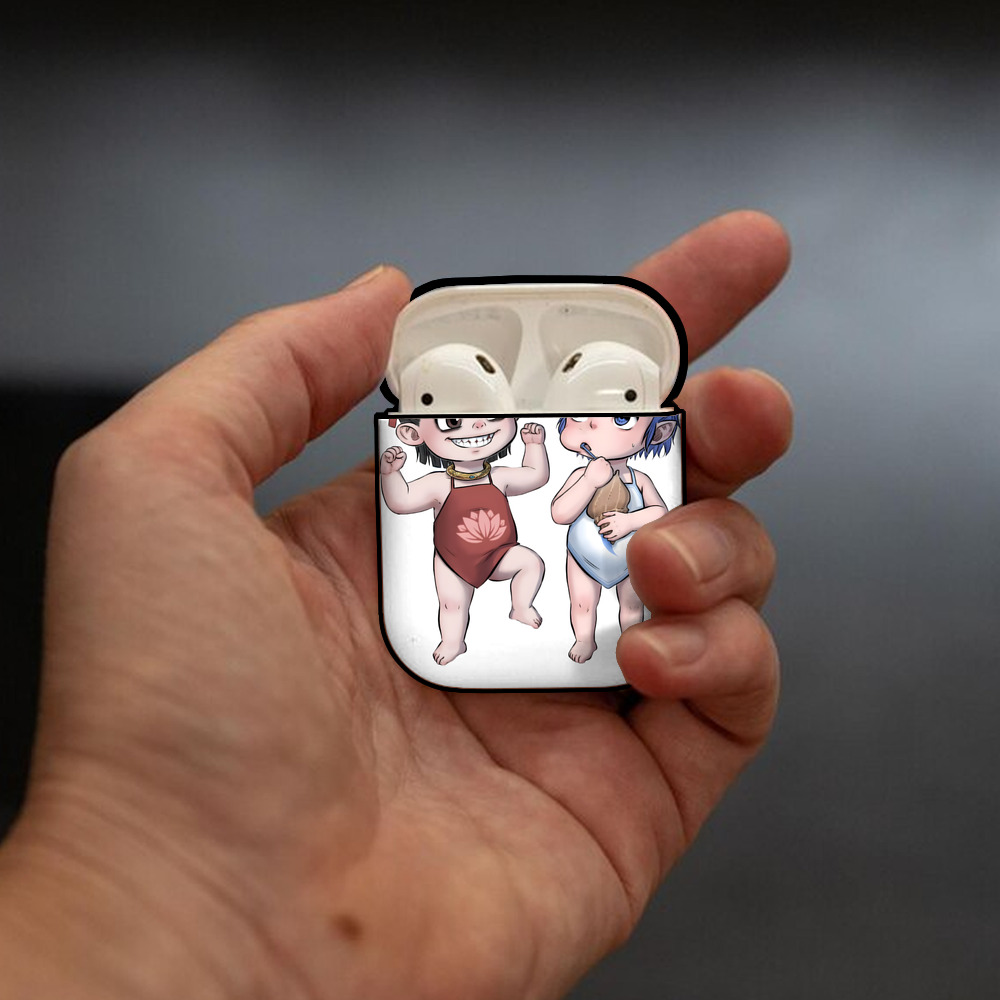 Ne Zha 2 ナタ 魔童の大暴れ AirPods 第2世代保護ケース ハードシェル ブラック 耐衝撃・防指紋・カラビナ付き