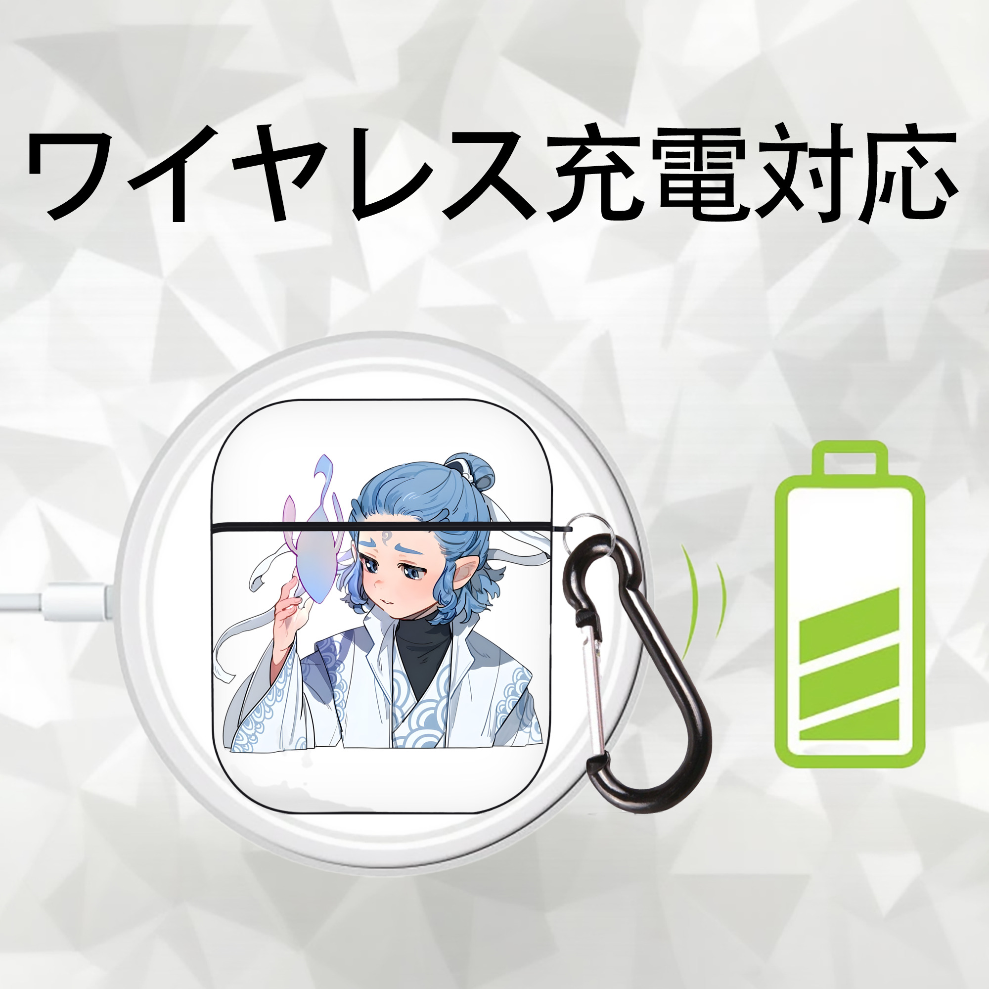 Ne Zha 2 ナタ 魔童の大暴れ AirPods 第2世代保護ケース ハードシェル ブラック 耐衝撃・防指紋・カラビナ付き