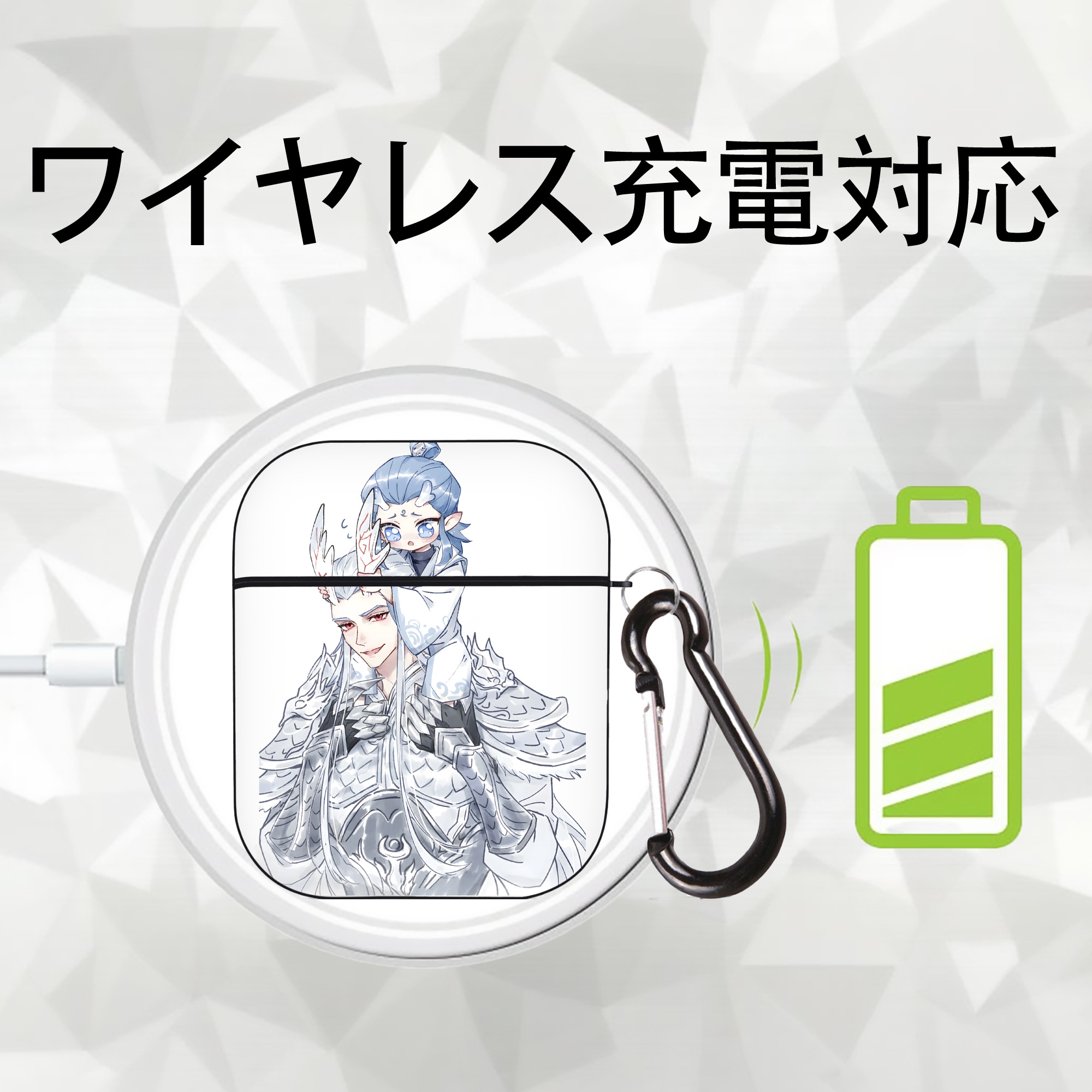 Ne Zha 2 ナタ 魔童の大暴れ AirPods 第2世代保護ケース ハードシェル ブラック 耐衝撃・防指紋・カラビナ付き