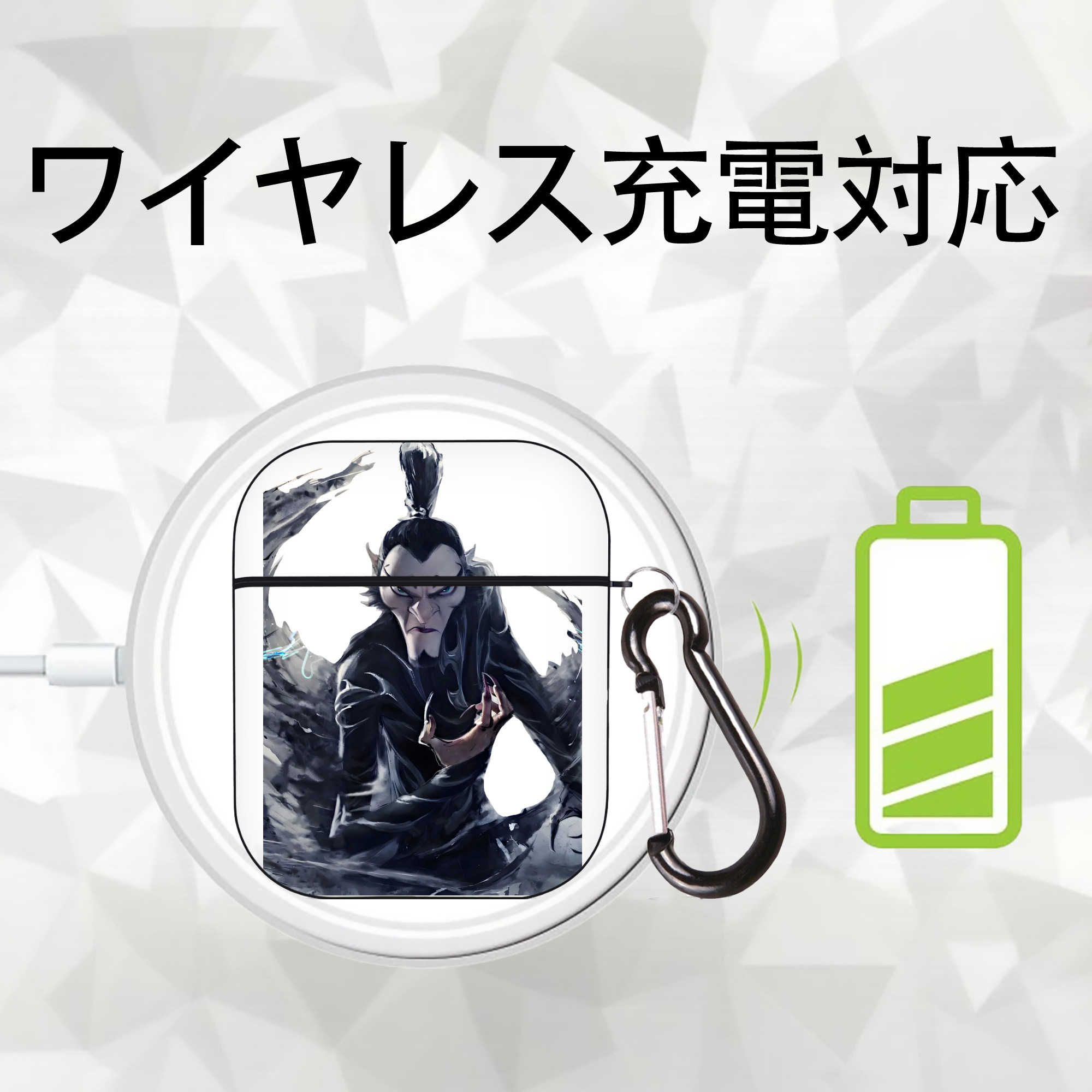 Ne Zha 2 ナタ 魔童の大暴れ AirPods 第2世代保護ケース ハードシェル ブラック 耐衝撃・防指紋・カラビナ付き