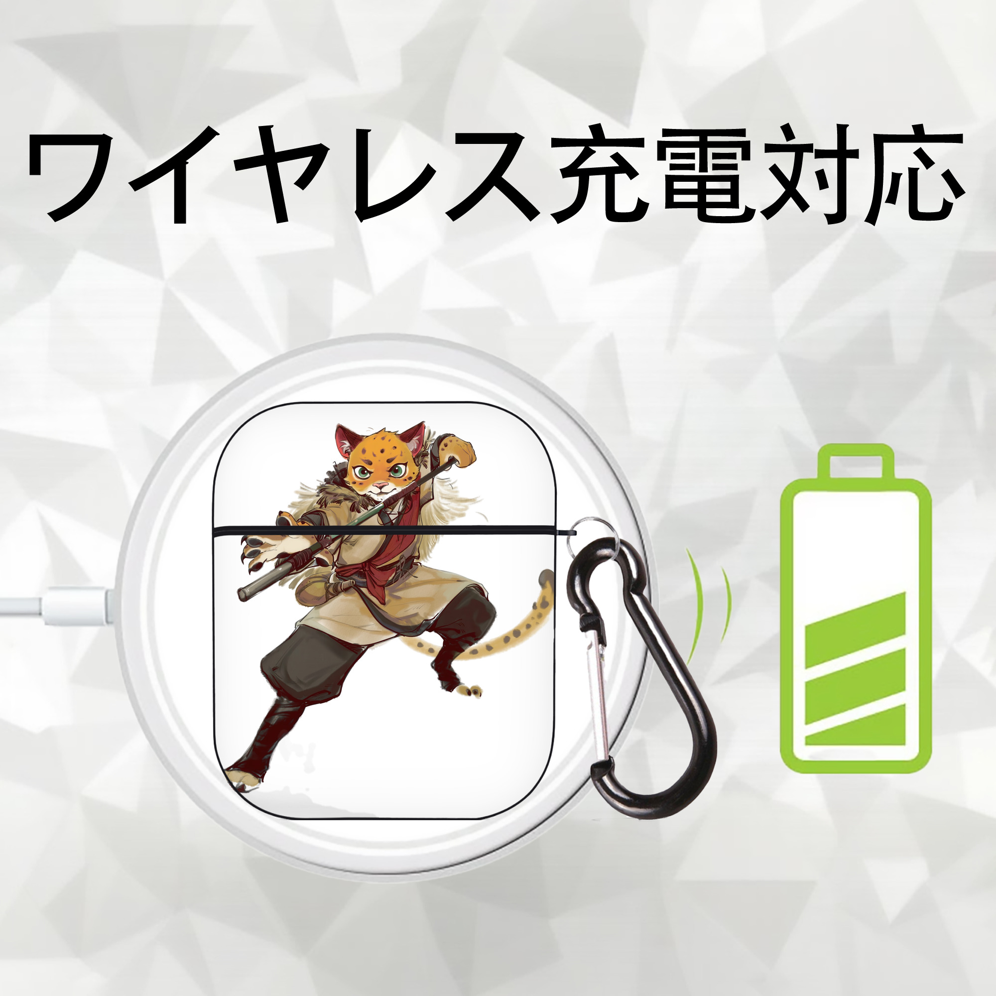 Ne Zha 2 ナタ 魔童の大暴れ AirPods 第2世代保護ケース ハードシェル ブラック 耐衝撃・防指紋・カラビナ付き