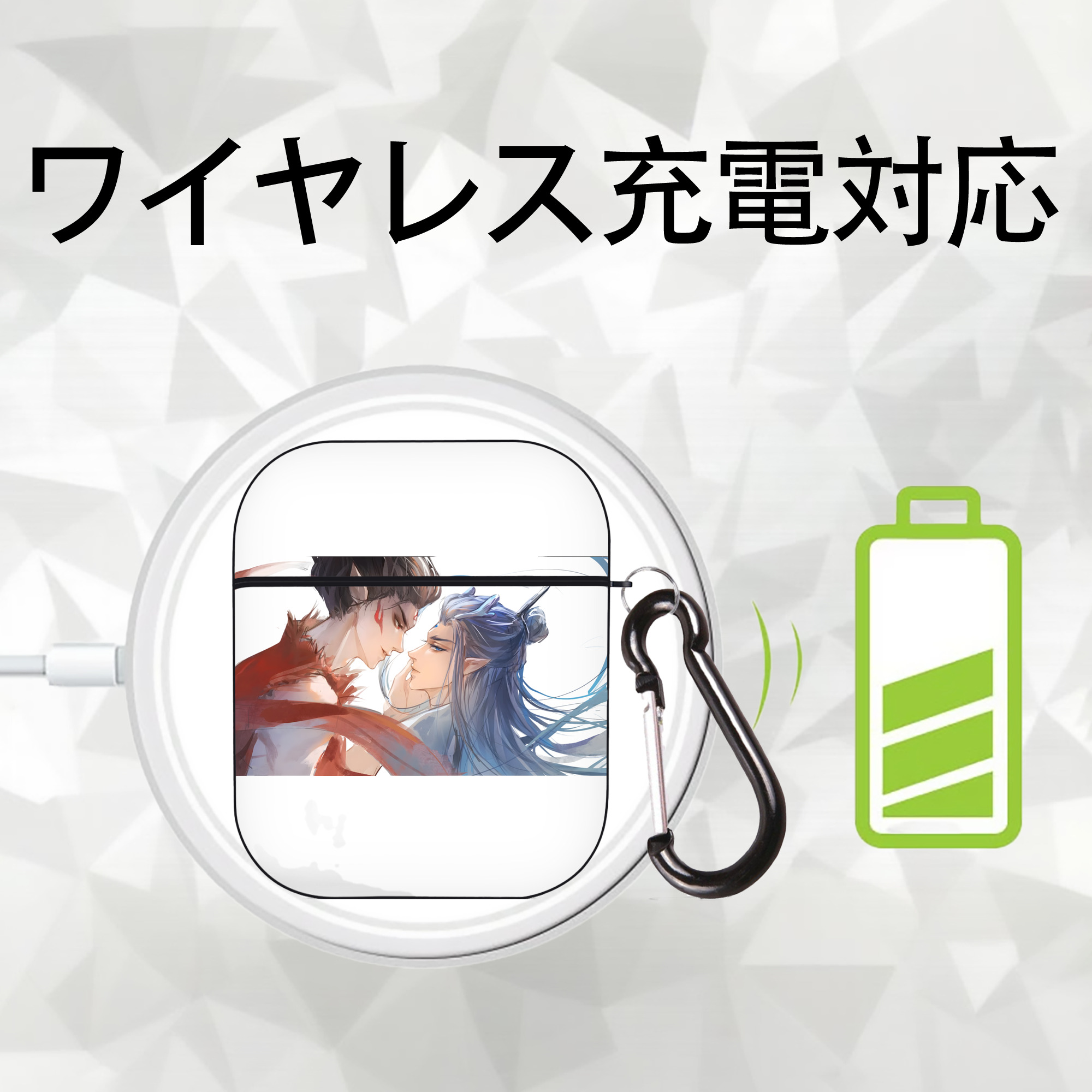 Ne Zha 2 ナタ 魔童の大暴れ AirPods 第2世代保護ケース ハードシェル ブラック 耐衝撃・防指紋・カラビナ付き