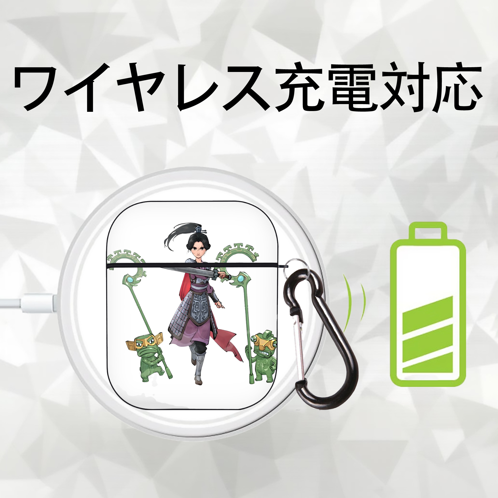 Ne Zha 2 ナタ 魔童の大暴れ AirPods 第2世代保護ケース ハードシェル ブラック 耐衝撃・防指紋・カラビナ付き