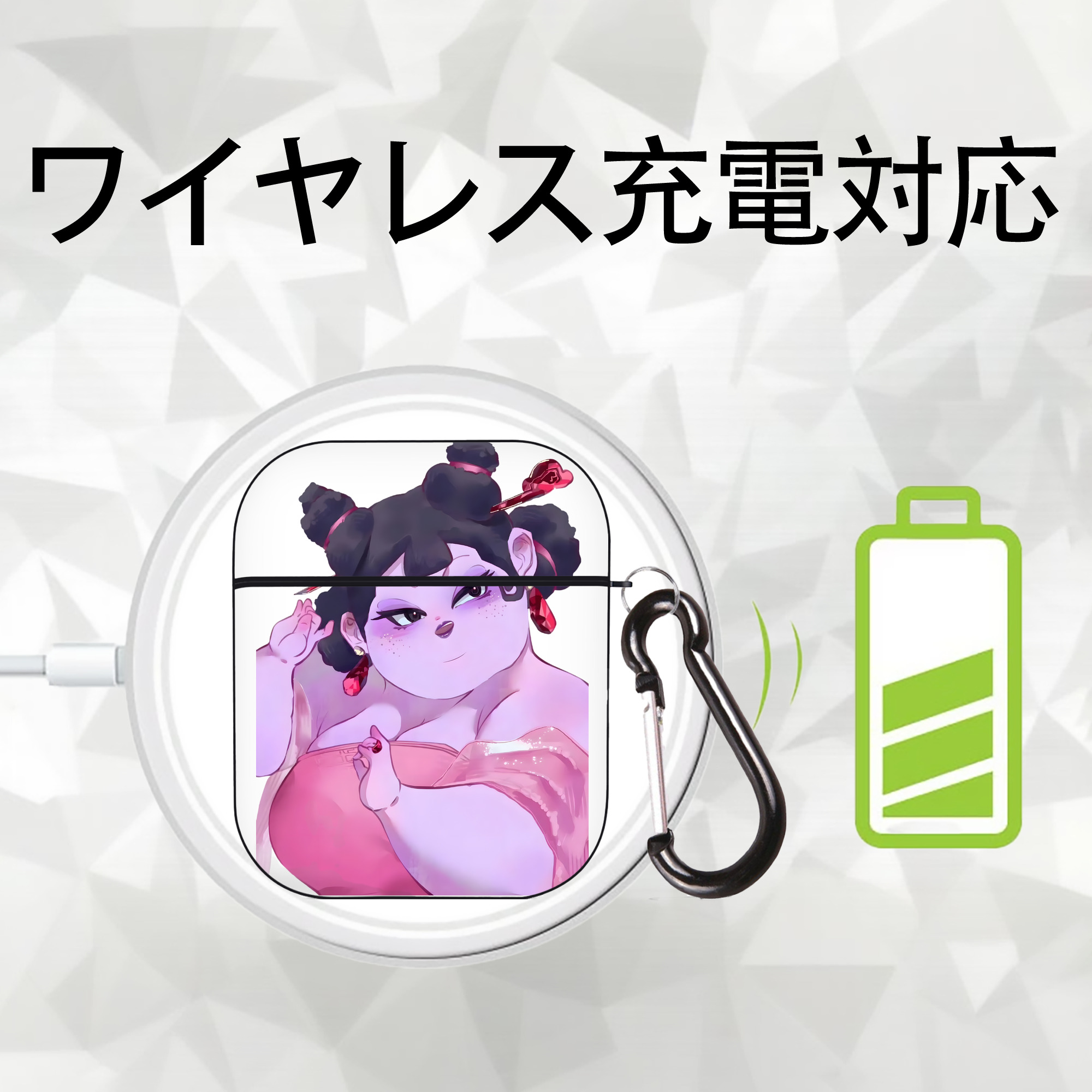 Ne Zha 2 ナタ 魔童の大暴れ AirPods 第2世代保護ケース ハードシェル ブラック 耐衝撃・防指紋・カラビナ付き