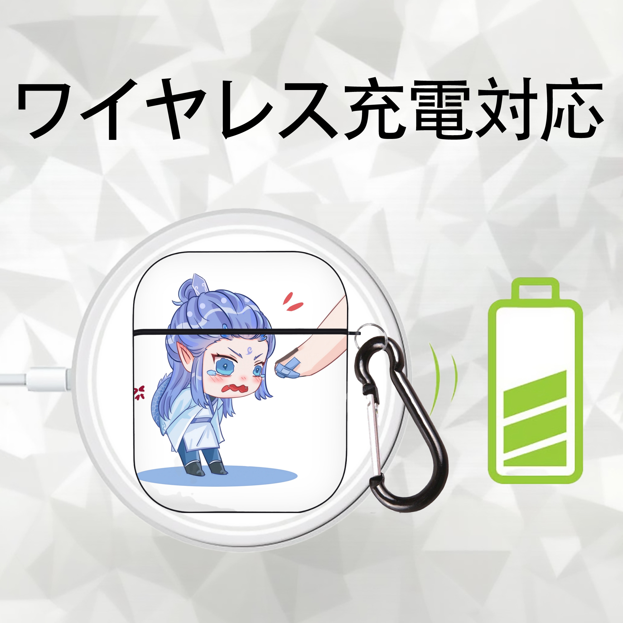 Ne Zha 2 ナタ 魔童の大暴れ AirPods 第2世代保護ケース ハードシェル ブラック 耐衝撃・防指紋・カラビナ付き