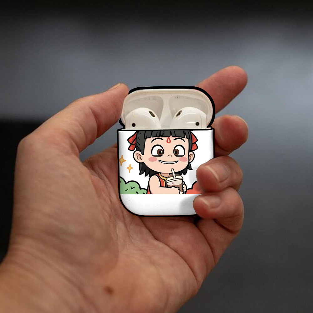 Ne Zha 2 ナタ 魔童の大暴れ AirPods 第2世代保護ケース ハードシェル ブラック 耐衝撃・防指紋・カラビナ付き