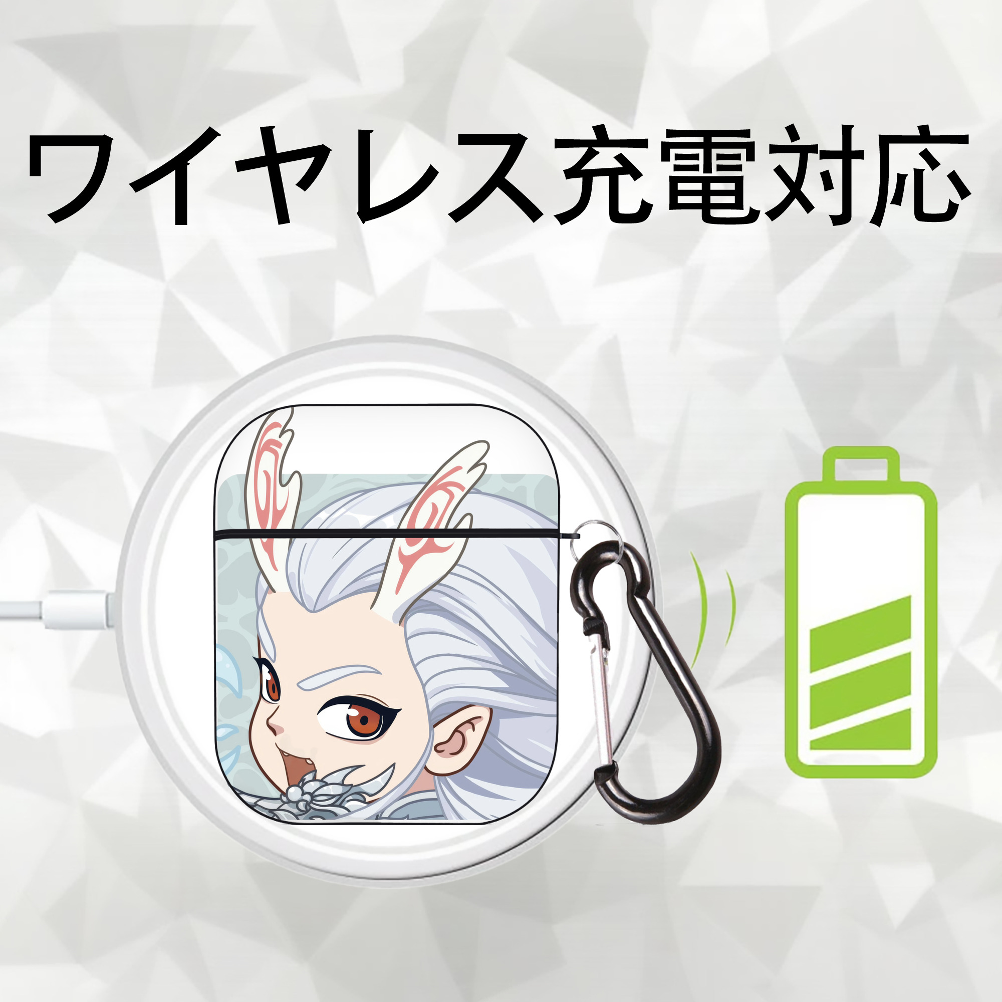 Ne Zha 2 ナタ 魔童の大暴れ AirPods 第2世代保護ケース ハードシェル ブラック 耐衝撃・防指紋・カラビナ付き