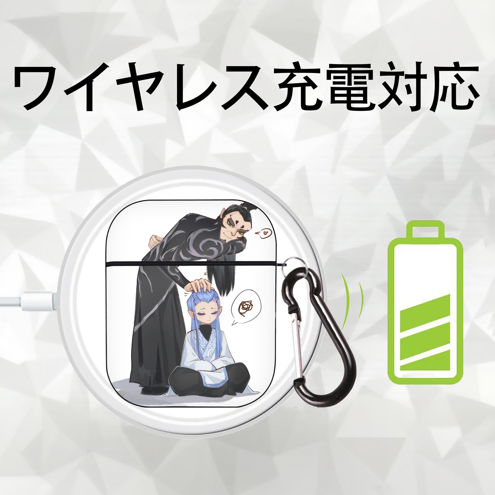 Ne Zha 2 ナタ 魔童の大暴れ AirPods 第2世代保護ケース ハードシェル ブラック 耐衝撃・防指紋・カラビナ付き