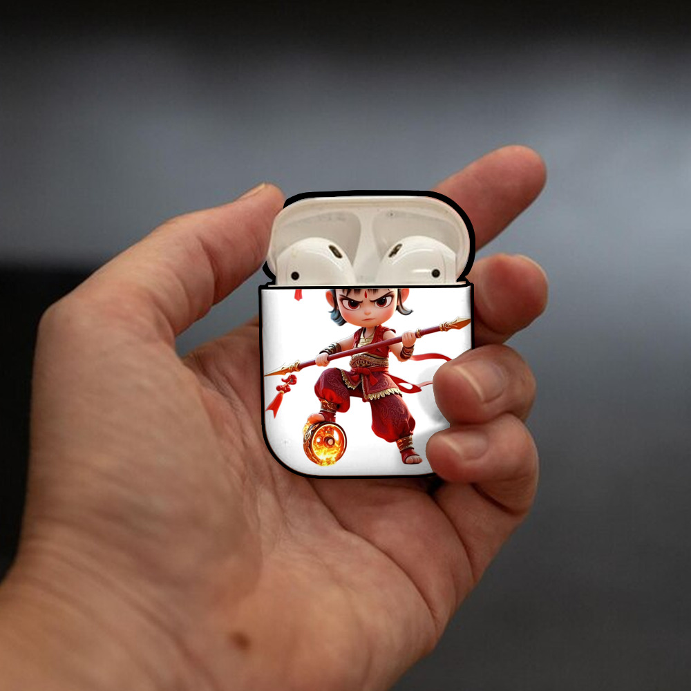 Ne Zha 2 ナタ 魔童の大暴れ AirPods 第2世代保護ケース ハードシェル ブラック 耐衝撃・防指紋・カラビナ付き