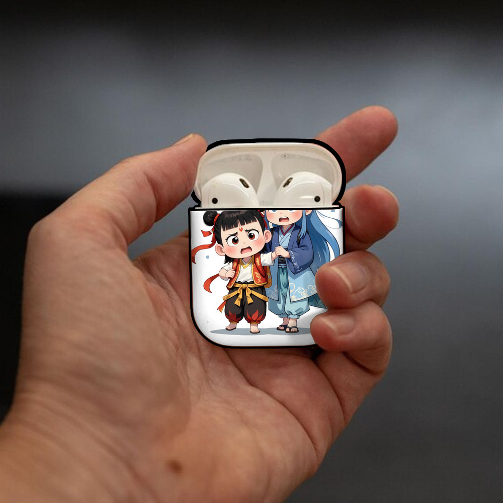 Ne Zha 2 ナタ 魔童の大暴れ AirPods 第2世代保護ケース ハードシェル ブラック 耐衝撃・防指紋・カラビナ付き