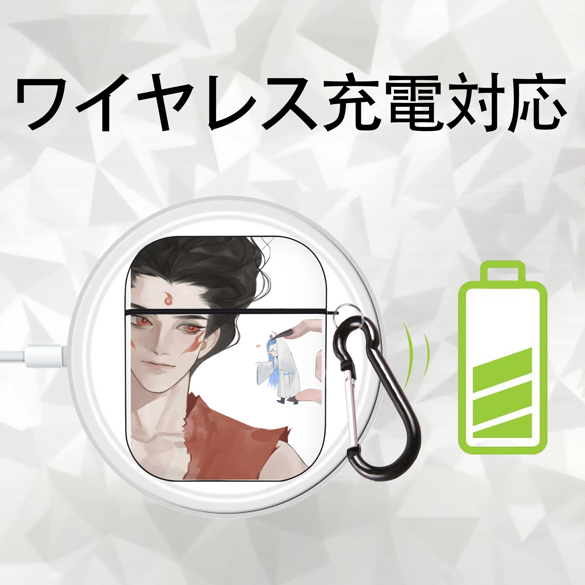 Ne Zha 2 ナタ 魔童の大暴れ AirPods 第2世代保護ケース ハードシェル ブラック 耐衝撃・防指紋・カラビナ付き