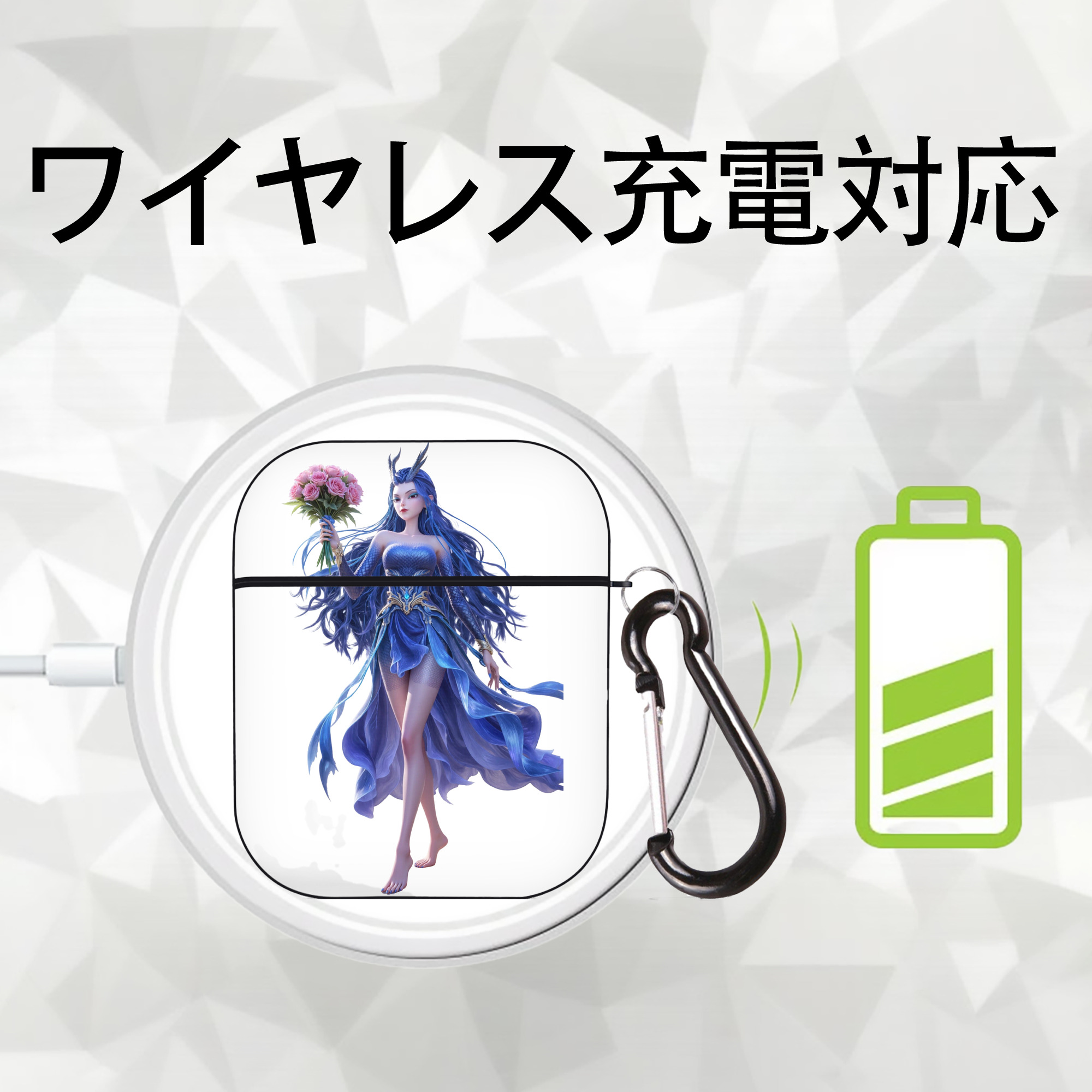 Ne Zha 2 ナタ 魔童の大暴れ AirPods 第2世代保護ケース ハードシェル ブラック 耐衝撃・防指紋・カラビナ付き