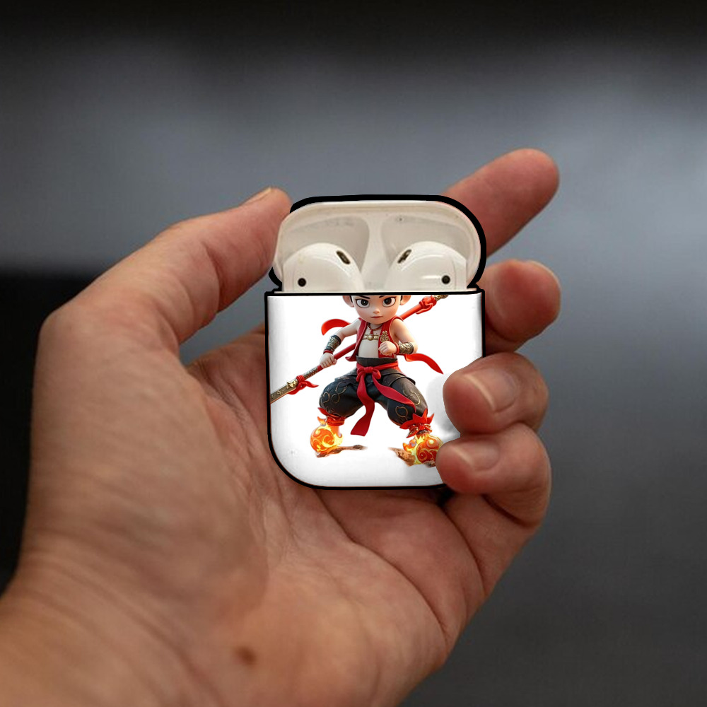 Ne Zha 2 ナタ 魔童の大暴れ AirPods 第2世代保護ケース ハードシェル ブラック 耐衝撃・防指紋・カラビナ付き