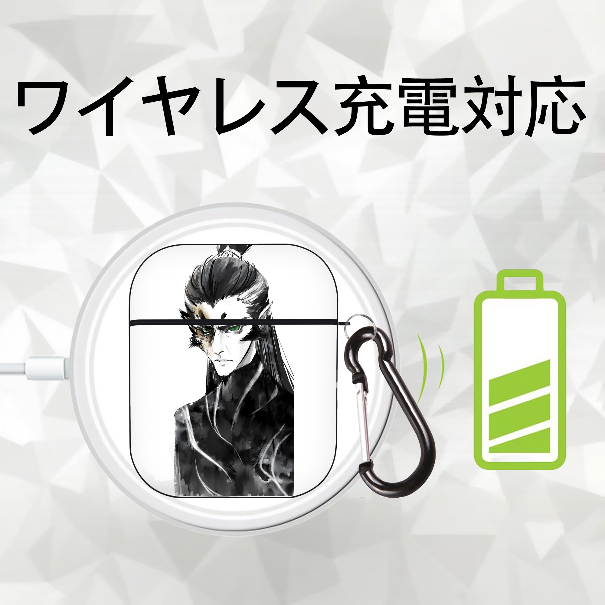 Ne Zha 2 ナタ 魔童の大暴れ AirPods 第2世代保護ケース ハードシェル ブラック 耐衝撃・防指紋・カラビナ付き