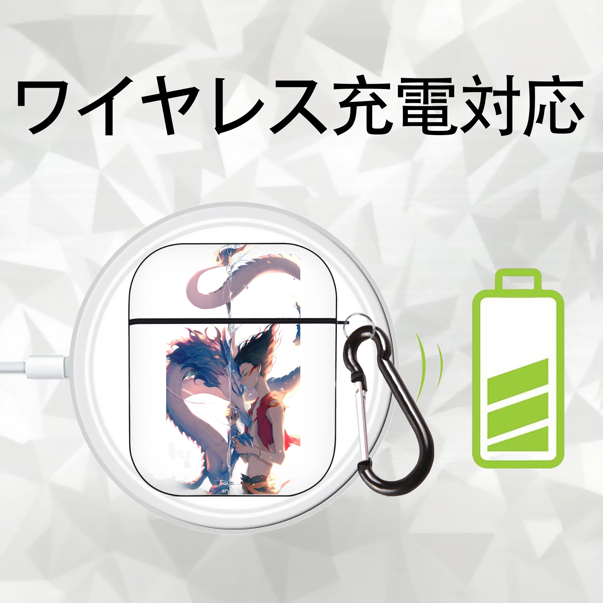 Ne Zha 2 ナタ 魔童の大暴れ AirPods 第2世代保護ケース ハードシェル ブラック 耐衝撃・防指紋・カラビナ付き