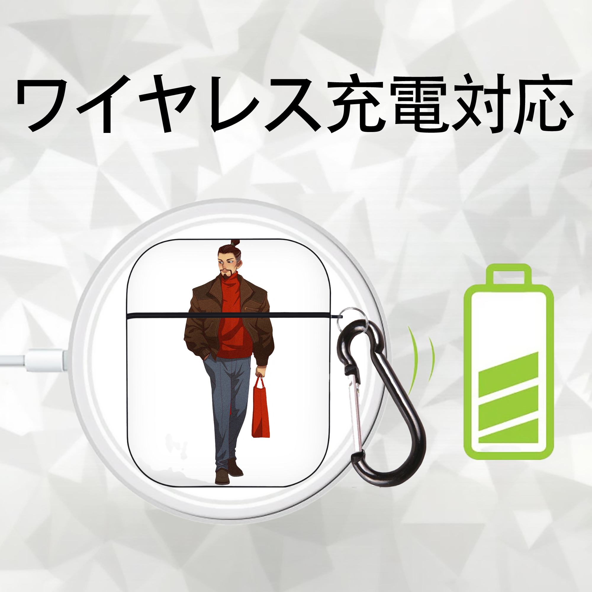 Ne Zha 2 ナタ 魔童の大暴れ AirPods 第2世代保護ケース ハードシェル ブラック 耐衝撃・防指紋・カラビナ付き