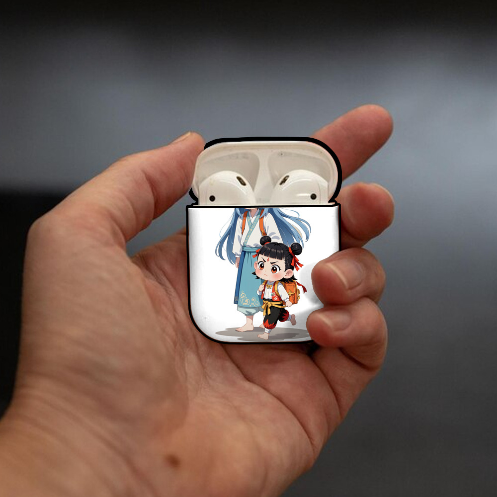 Ne Zha 2 ナタ 魔童の大暴れ AirPods 第2世代保護ケース ハードシェル ブラック 耐衝撃・防指紋・カラビナ付き