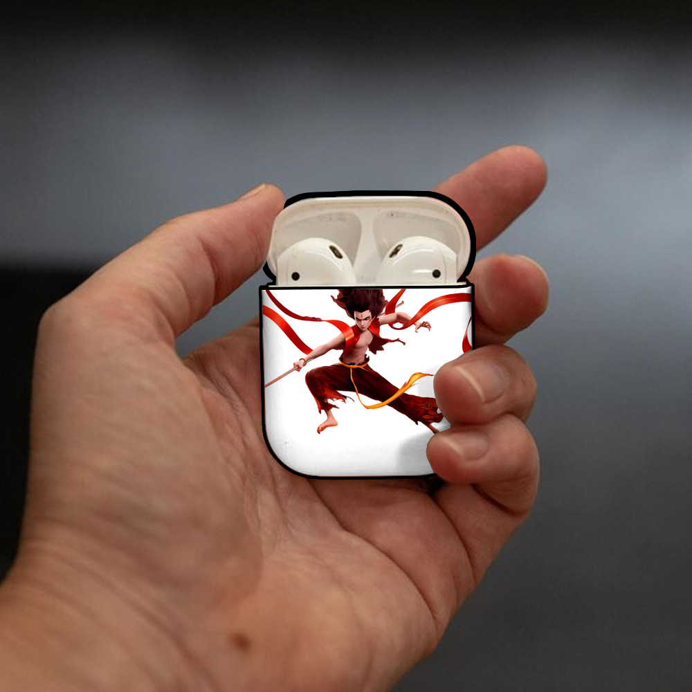 Ne Zha 2 ナタ 魔童の大暴れ AirPods 第2世代保護ケース ハードシェル ブラック 耐衝撃・防指紋・カラビナ付き