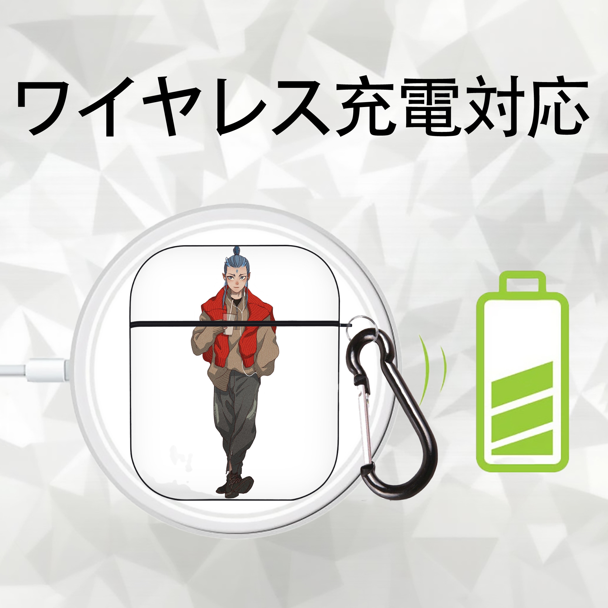 Ne Zha 2 ナタ 魔童の大暴れ AirPods 第2世代保護ケース ハードシェル ブラック 耐衝撃・防指紋・カラビナ付き