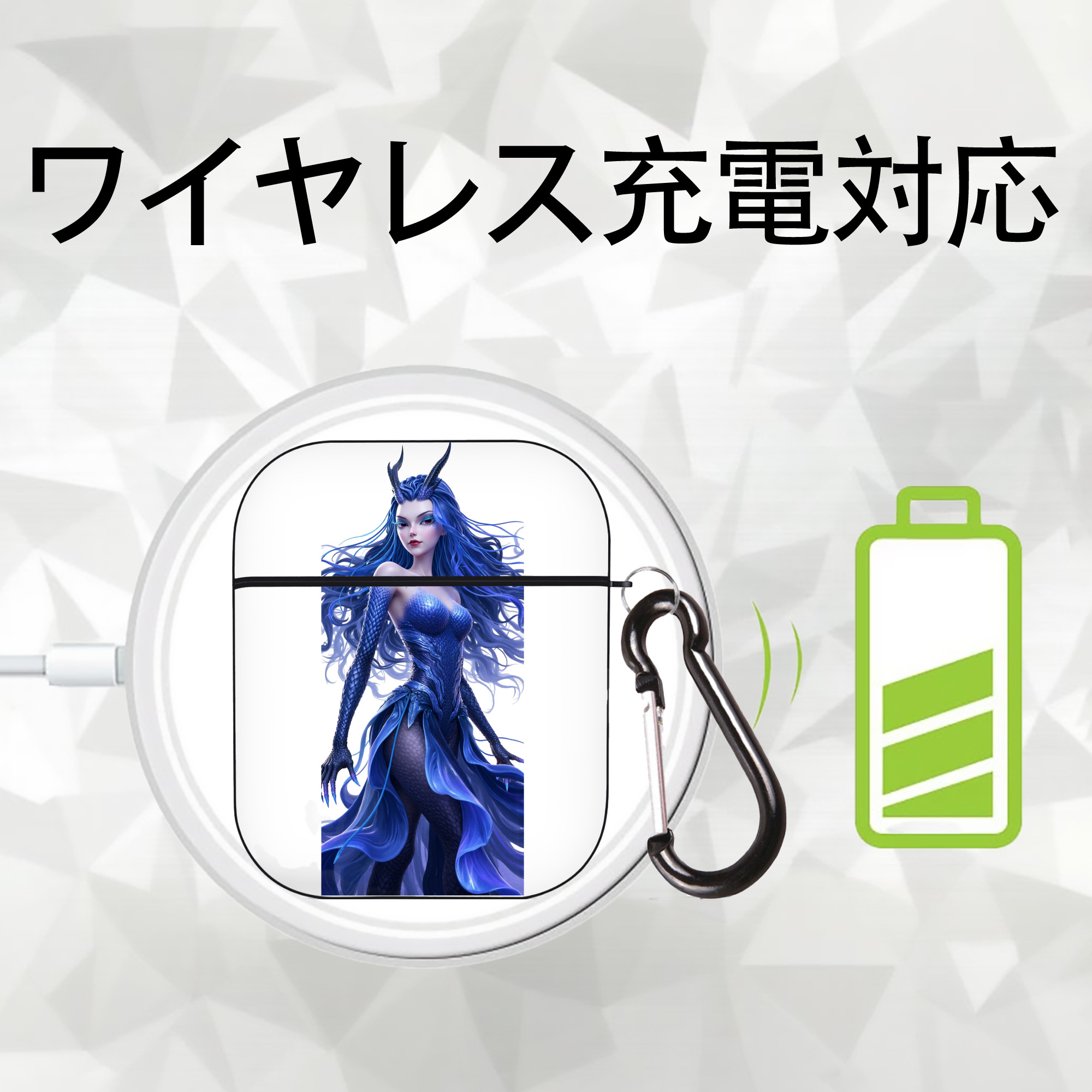 Ne Zha 2 ナタ 魔童の大暴れ AirPods 第2世代保護ケース ハードシェル ブラック 耐衝撃・防指紋・カラビナ付き