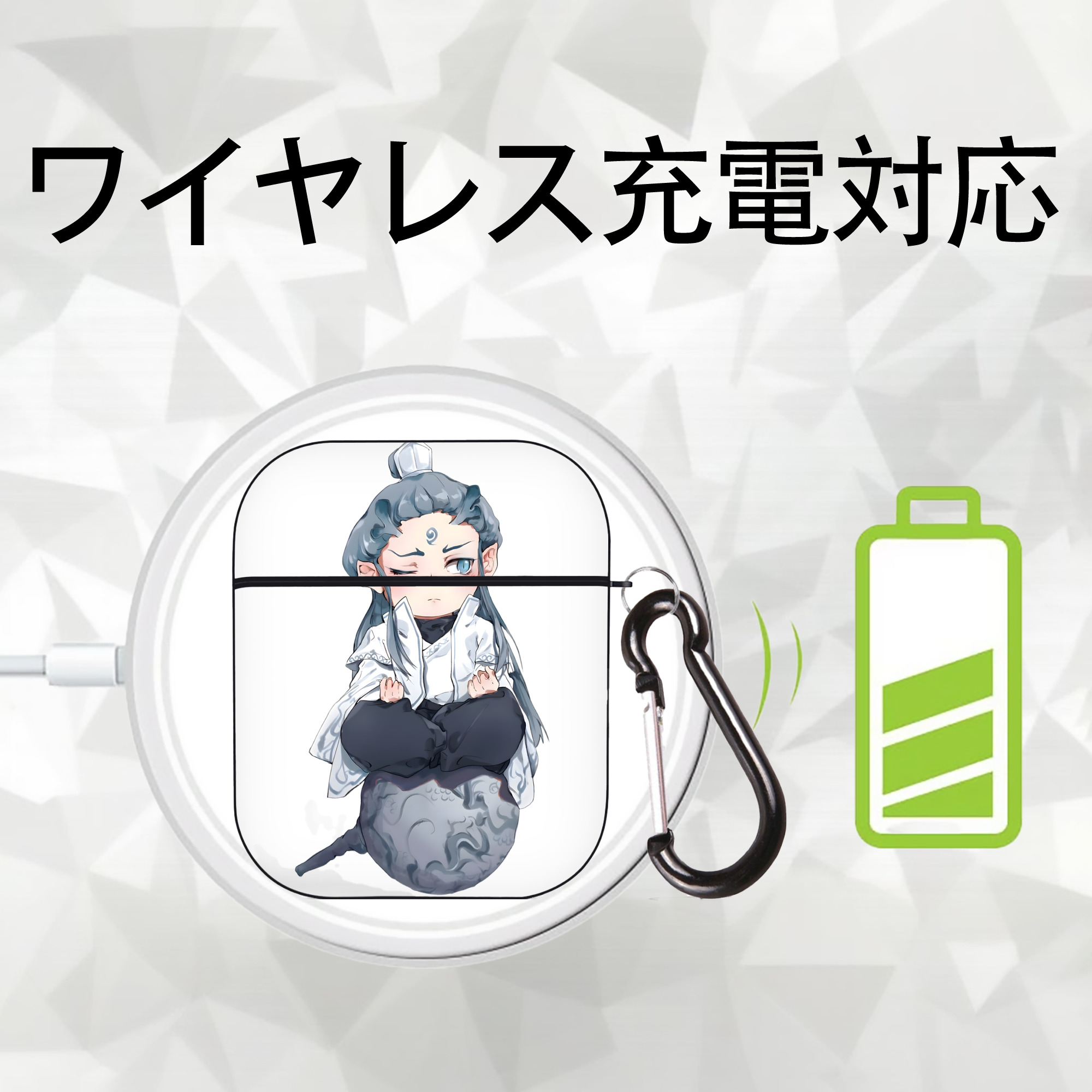 Ne Zha 2 ナタ 魔童の大暴れ AirPods 第2世代保護ケース ハードシェル ブラック 耐衝撃・防指紋・カラビナ付き