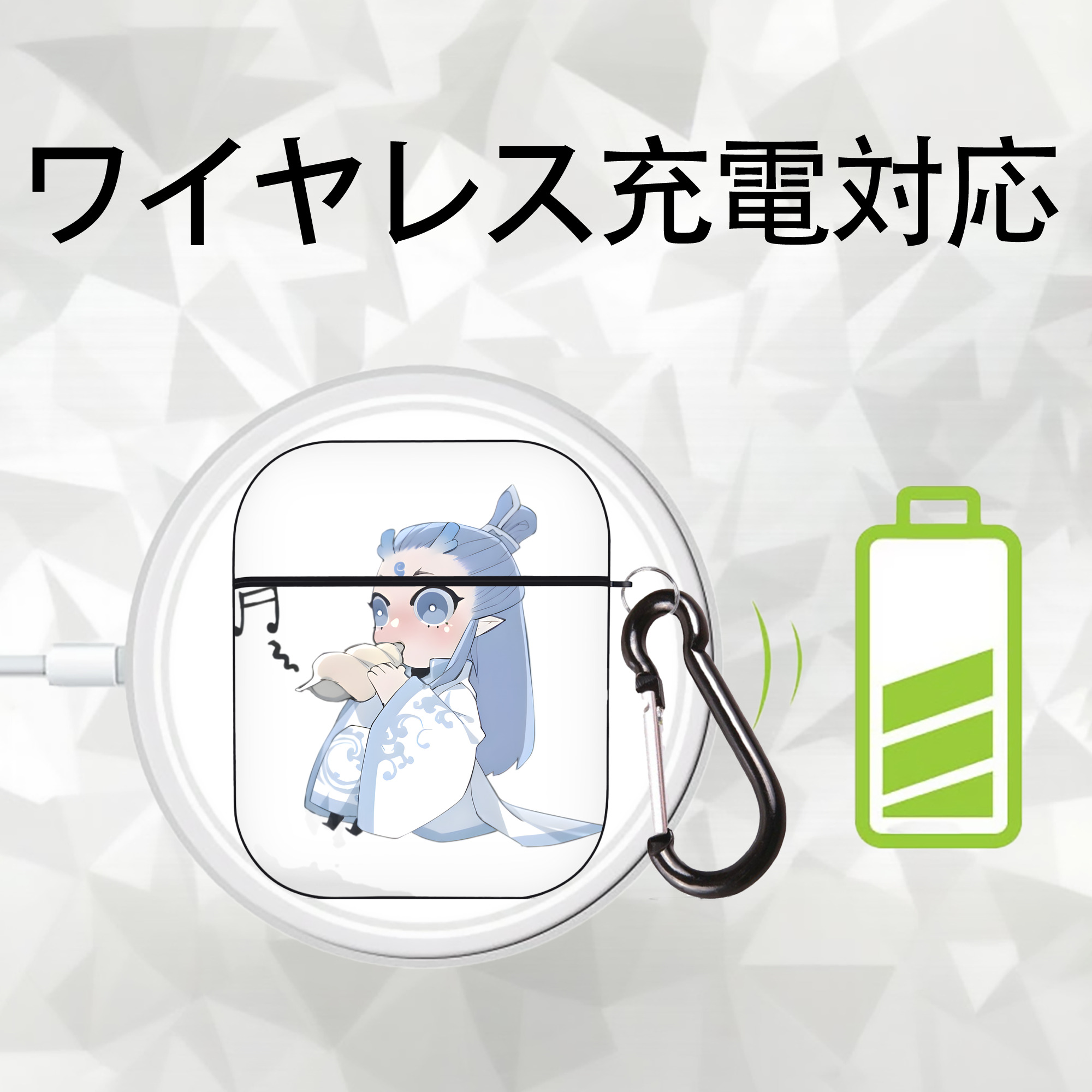 Ne Zha 2 ナタ 魔童の大暴れ AirPods 第2世代保護ケース ハードシェル ブラック 耐衝撃・防指紋・カラビナ付き
