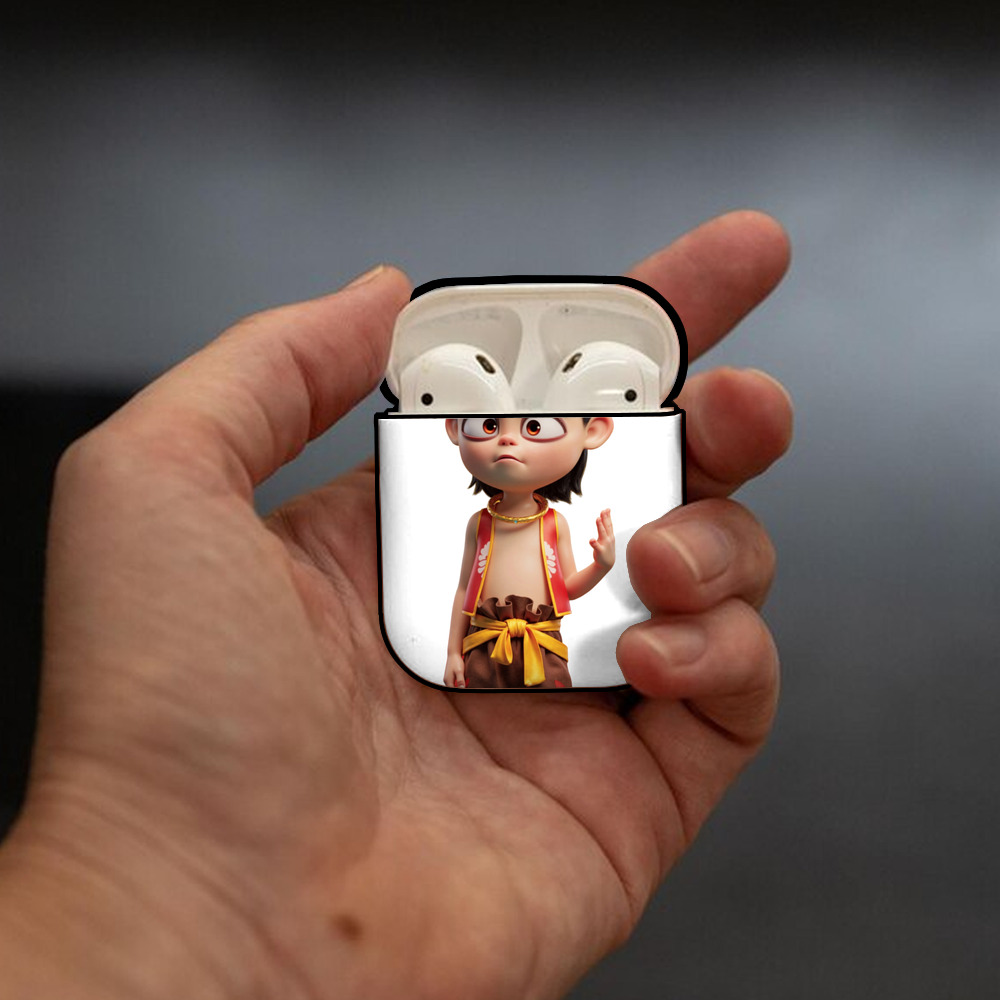 Ne Zha 2 ナタ 魔童の大暴れ AirPods 第2世代保護ケース ハードシェル ブラック 耐衝撃・防指紋・カラビナ付き