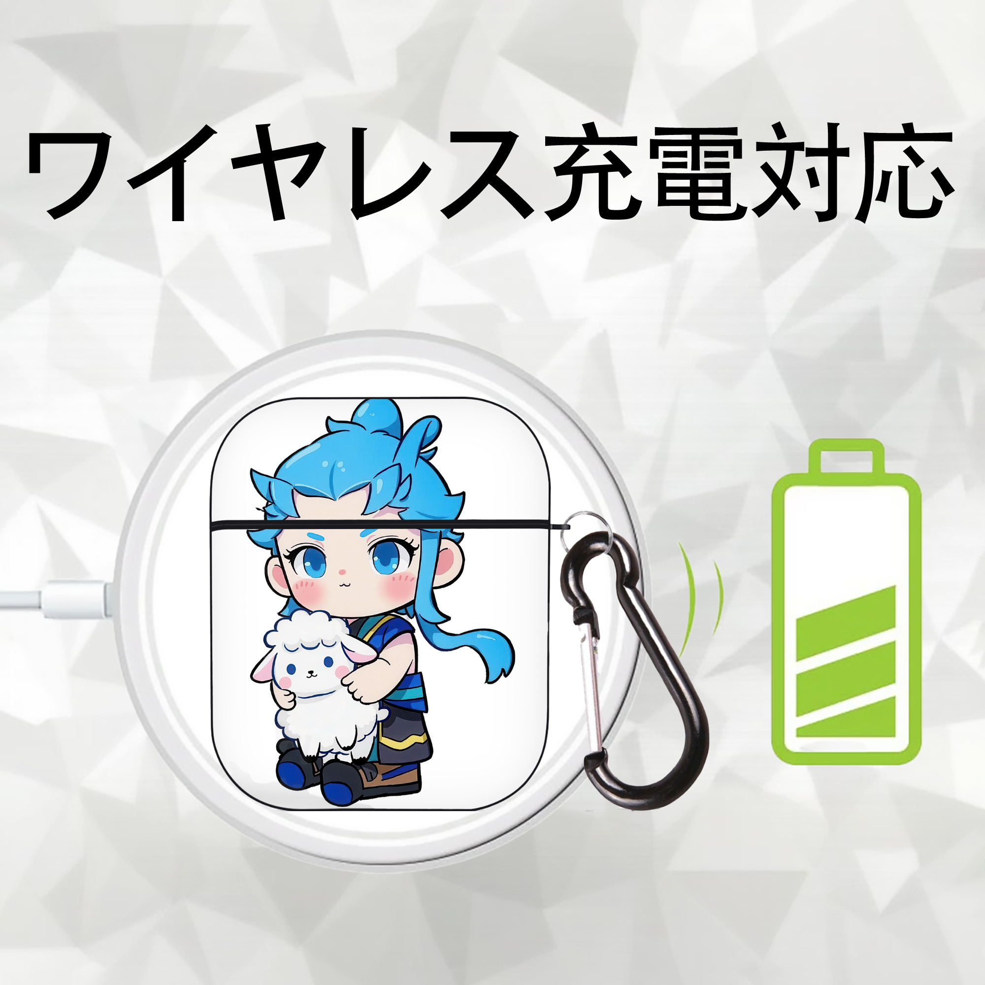 Ne Zha 2 ナタ 魔童の大暴れ AirPods 第2世代保護ケース ハードシェル ブラック 耐衝撃・防指紋・カラビナ付き