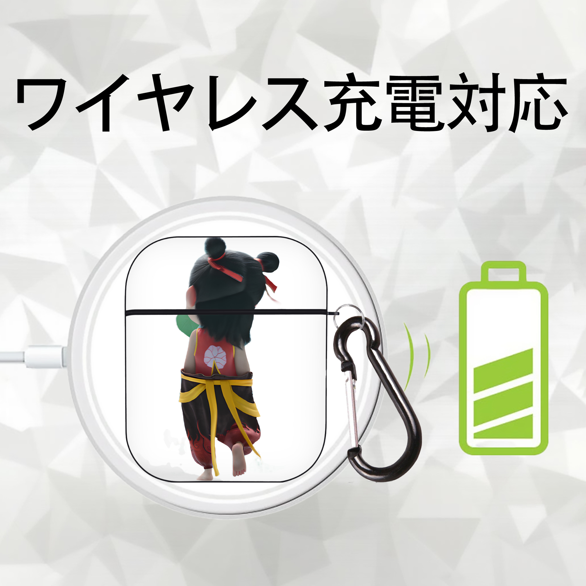 Ne Zha 2 ナタ 魔童の大暴れ AirPods 第2世代保護ケース ハードシェル ブラック 耐衝撃・防指紋・カラビナ付き