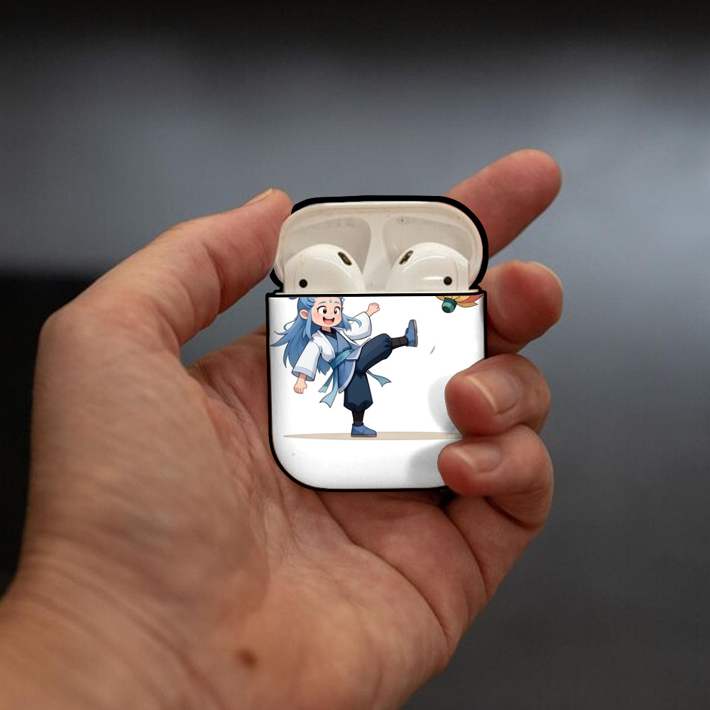 Ne Zha 2 ナタ 魔童の大暴れ AirPods 第2世代保護ケース ハードシェル ブラック 耐衝撃・防指紋・カラビナ付き