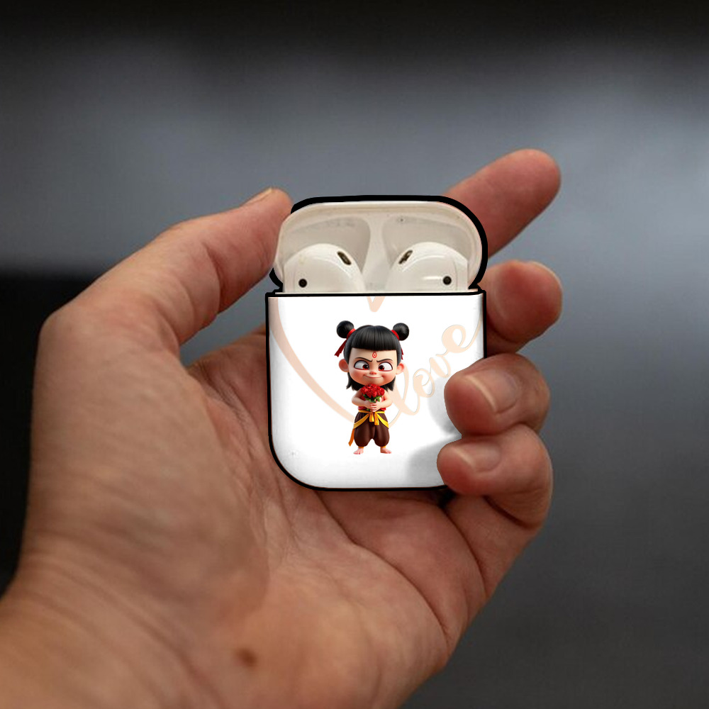 Ne Zha 2 ナタ 魔童の大暴れ AirPods 第2世代保護ケース ハードシェル ブラック 耐衝撃・防指紋・カラビナ付き