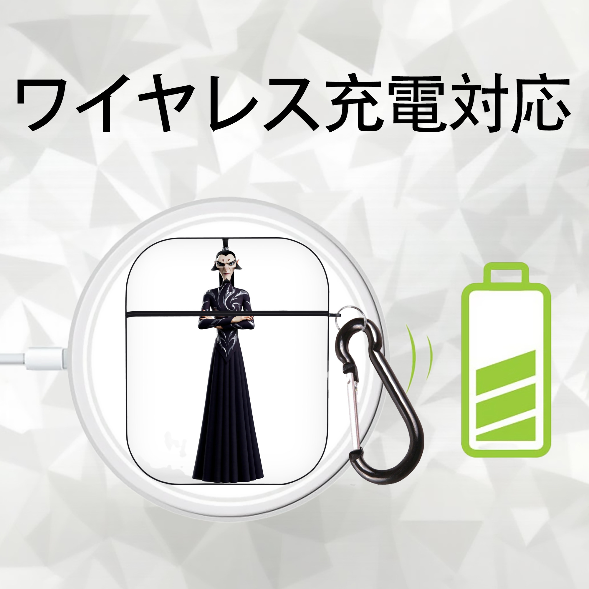 Ne Zha 2 ナタ 魔童の大暴れ AirPods 第2世代保護ケース ハードシェル ブラック 耐衝撃・防指紋・カラビナ付き