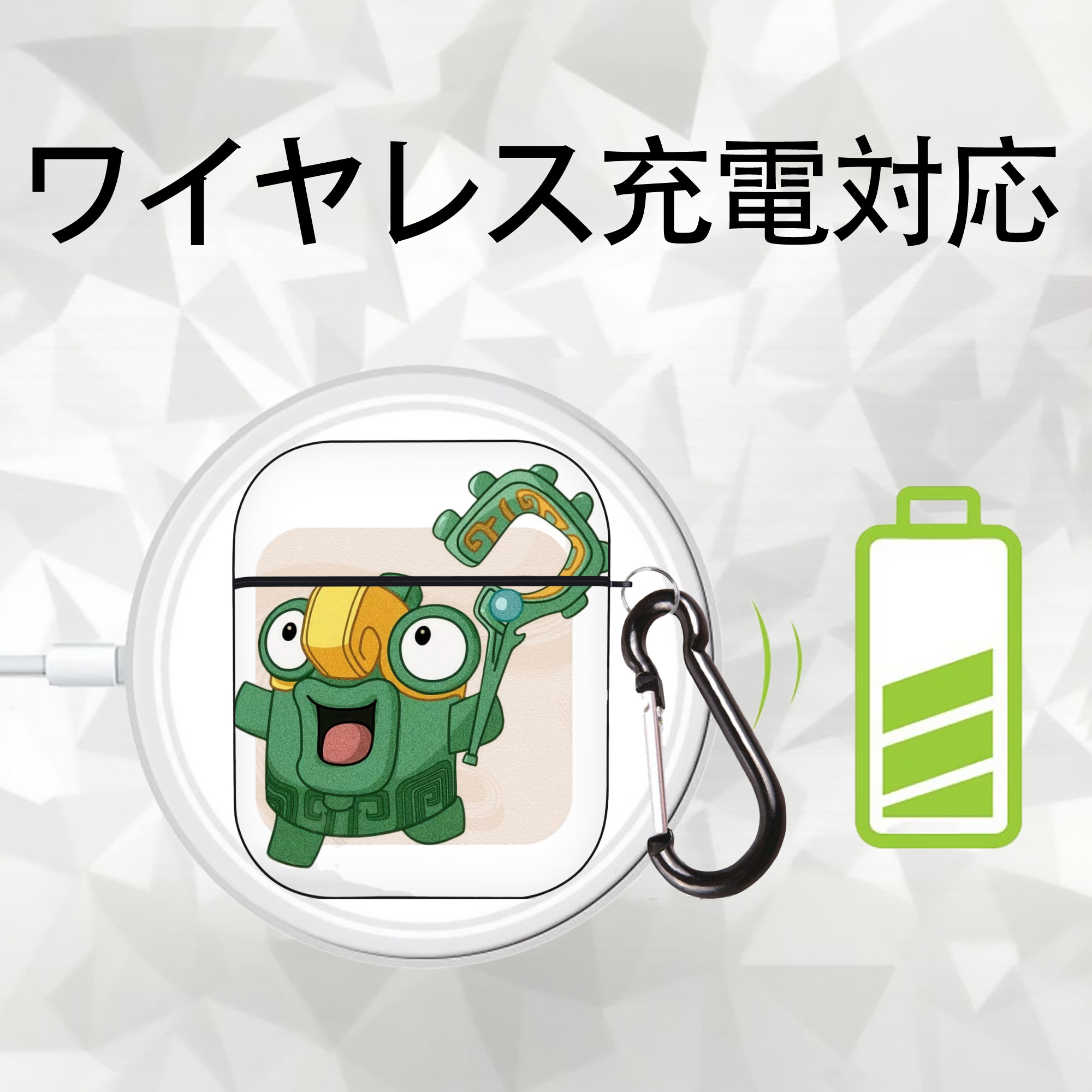 Ne Zha 2 ナタ 魔童の大暴れ AirPods 第2世代保護ケース ハードシェル ブラック 耐衝撃・防指紋・カラビナ付き