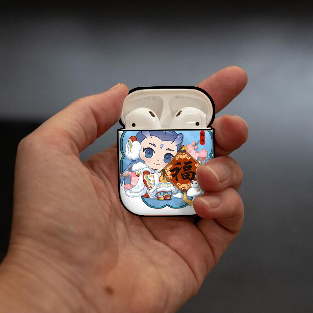 Ne Zha 2 ナタ 魔童の大暴れ AirPods 第2世代保護ケース ハードシェル ブラック 耐衝撃・防指紋・カラビナ付き